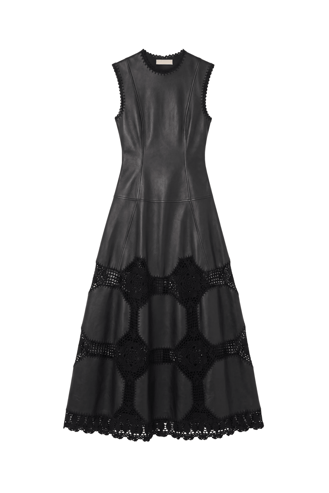 Ulla Johnson Ilana Sleeveless Crochet & Leather Dress - Vermillion