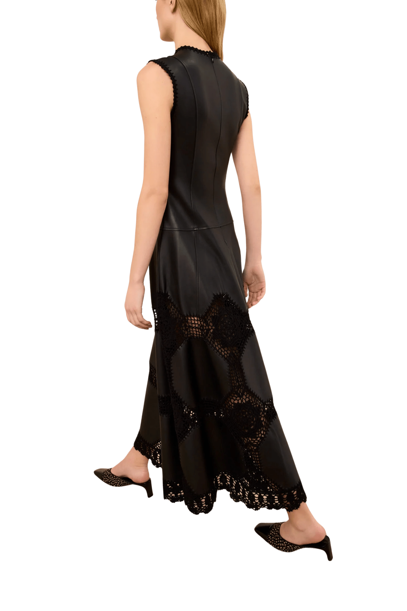 Ulla Johnson Ilana Sleeveless Crochet & Leather Dress - Vermillion