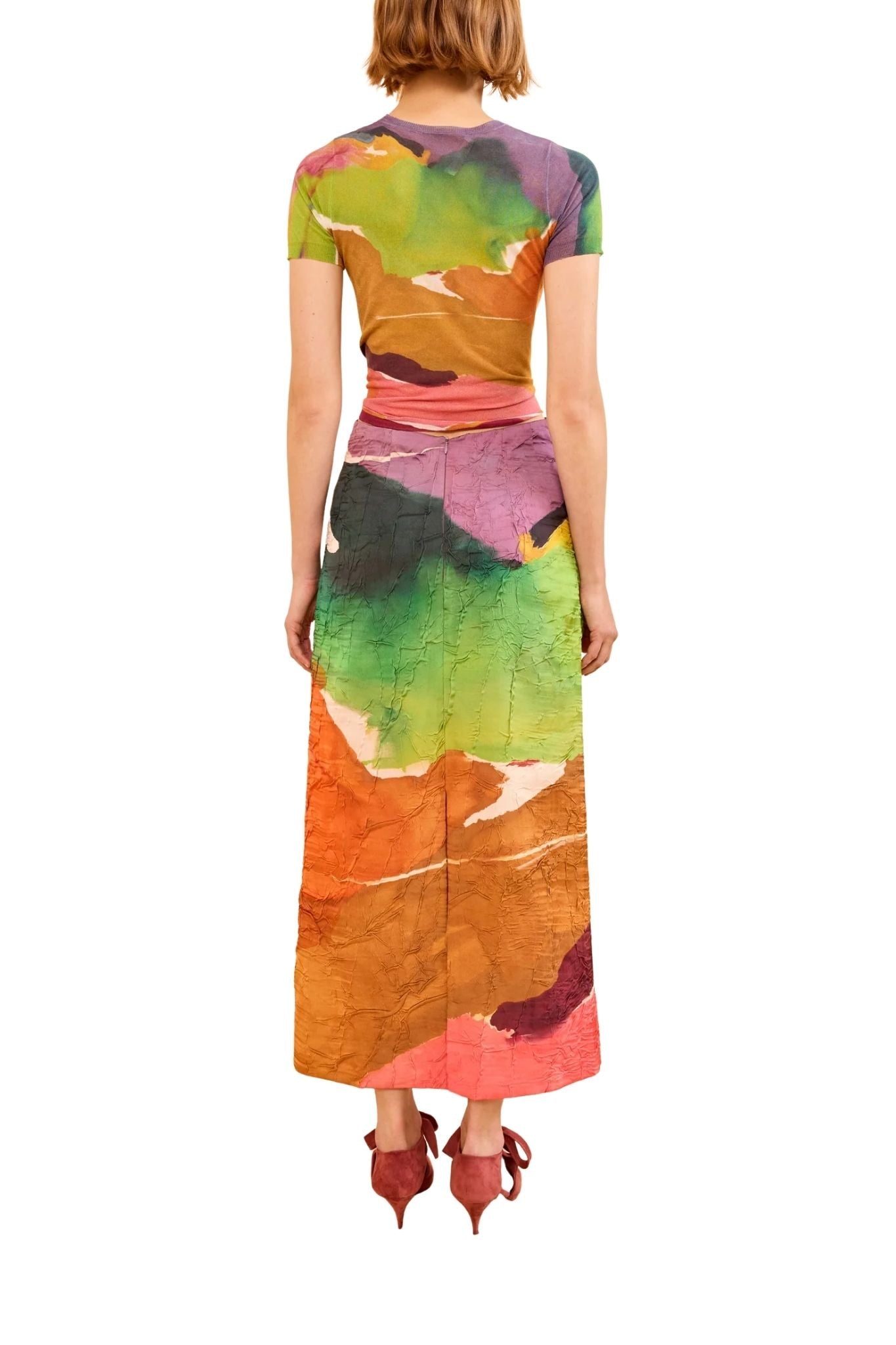 Ulla Johnson Inez Satin Pencil Skirt - Vermillion