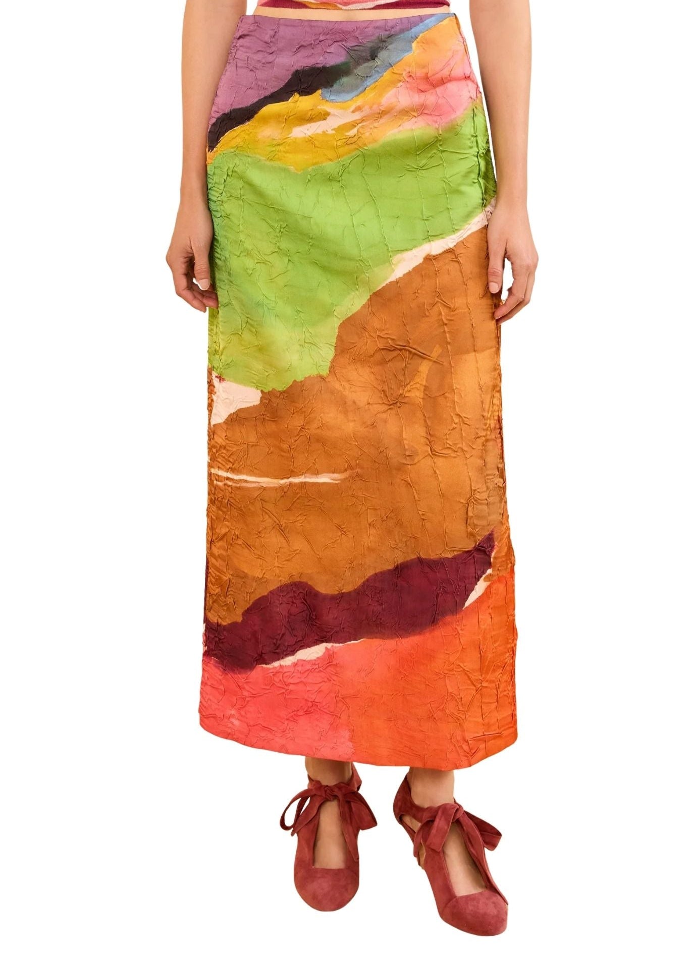 Ulla Johnson Inez Satin Pencil Skirt - Vermillion