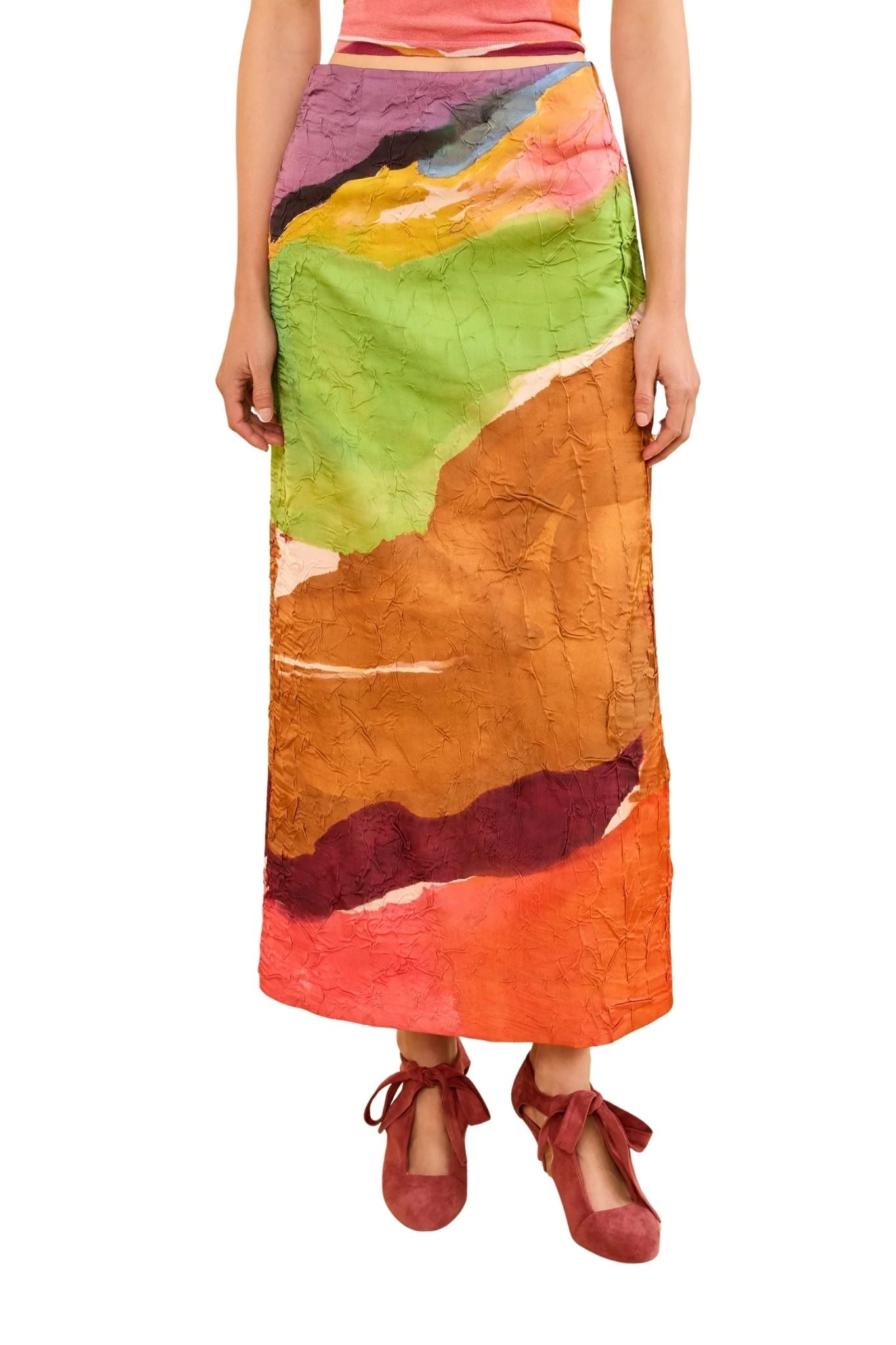 Ulla Johnson Inez Satin Pencil Skirt - Vermillion