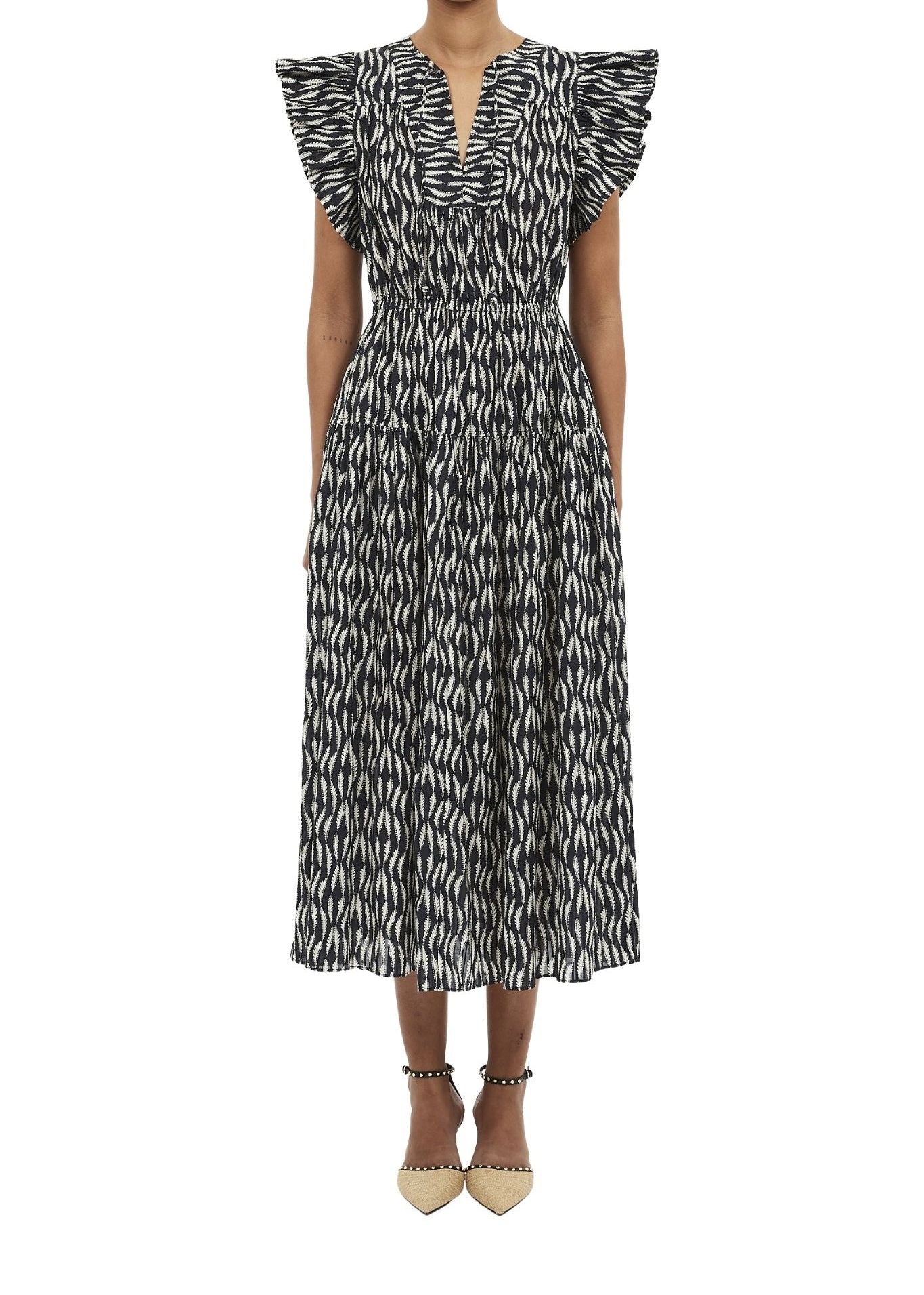 Ulla Johnson Kairi Flutter Sleeve Midi Dress - Vermillion