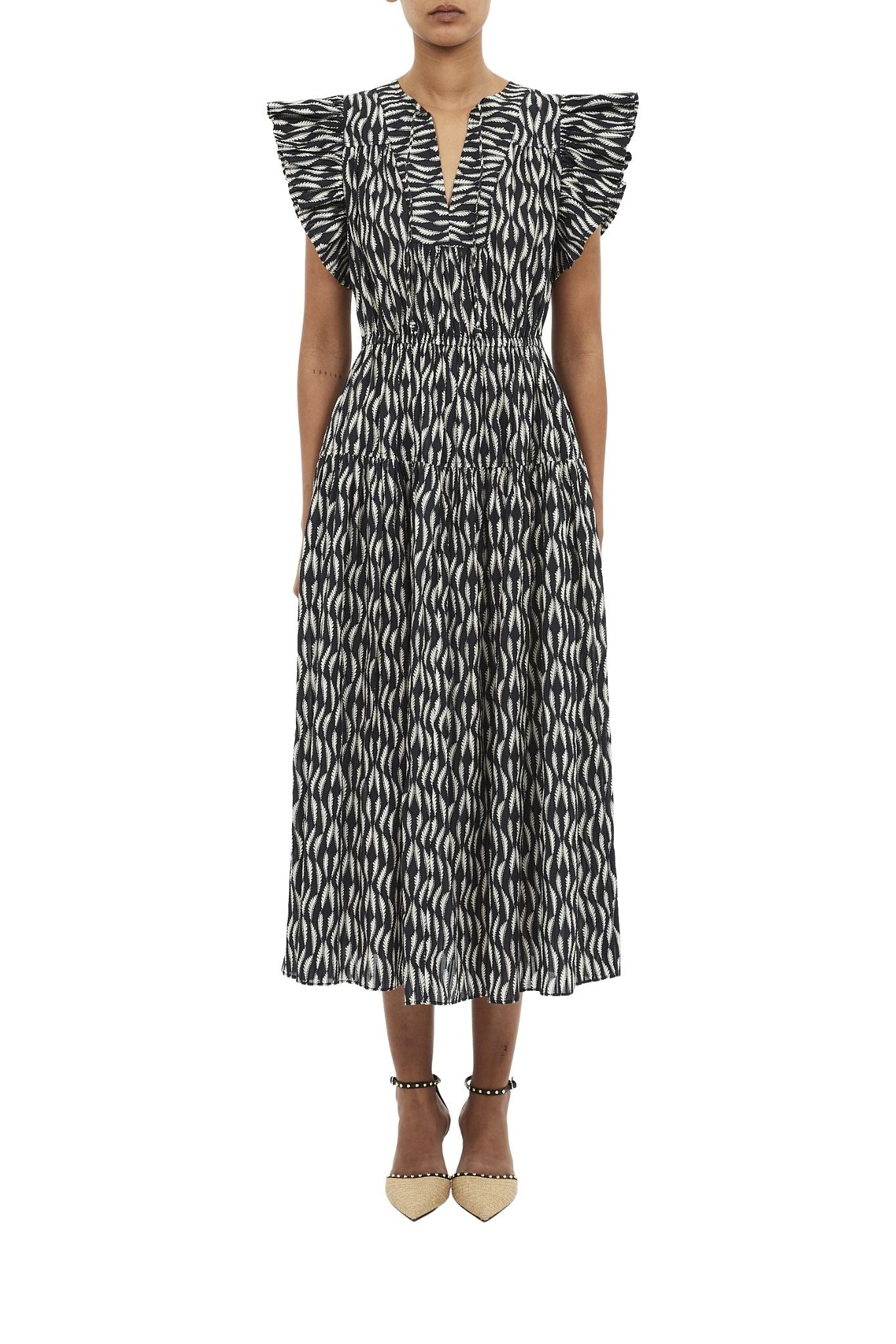 Ulla Johnson Kairi Flutter Sleeve Midi Dress - Vermillion