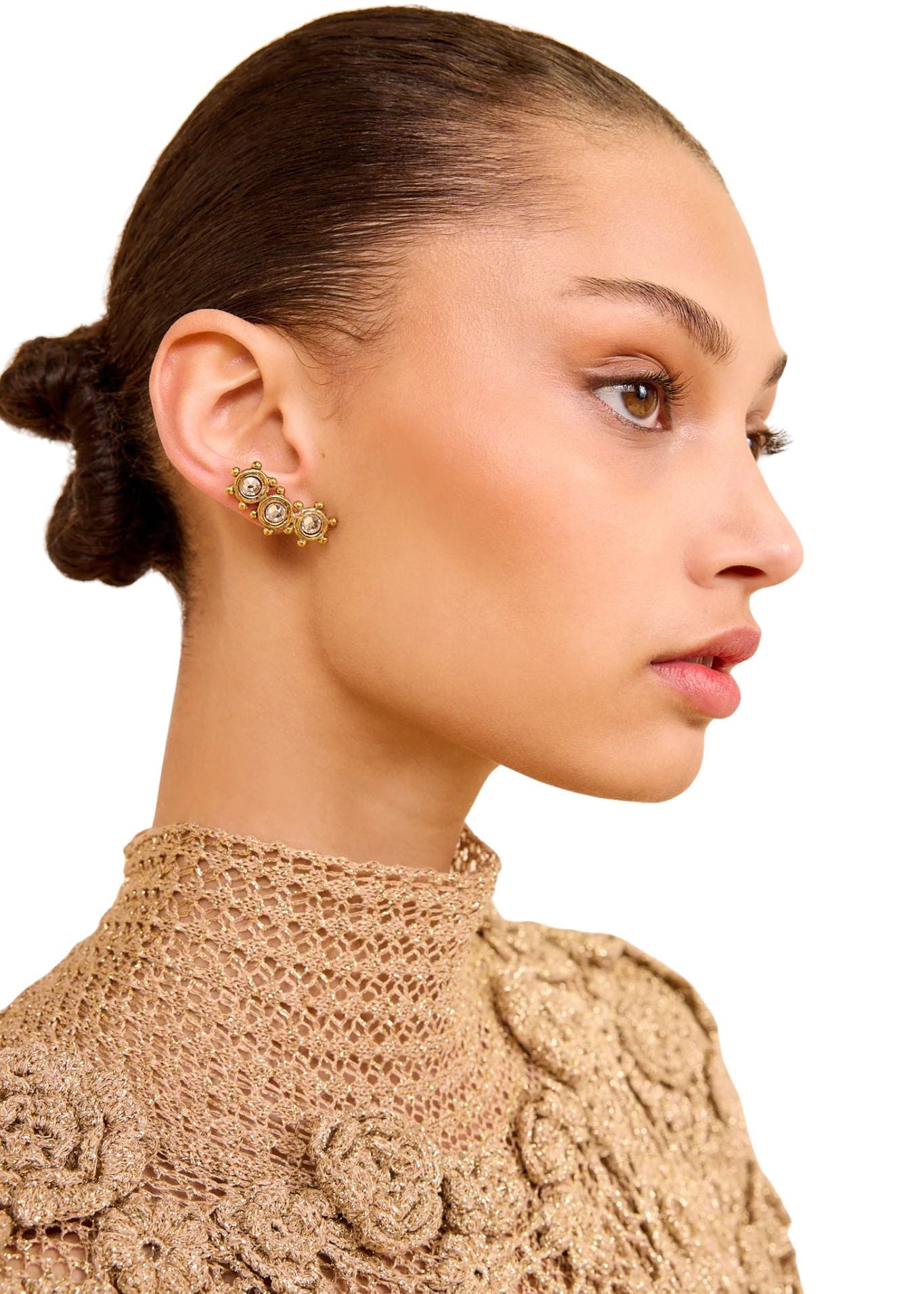 Ulla Johnson Kavi Crystal Mix Stud Climber Earring - Vermillion