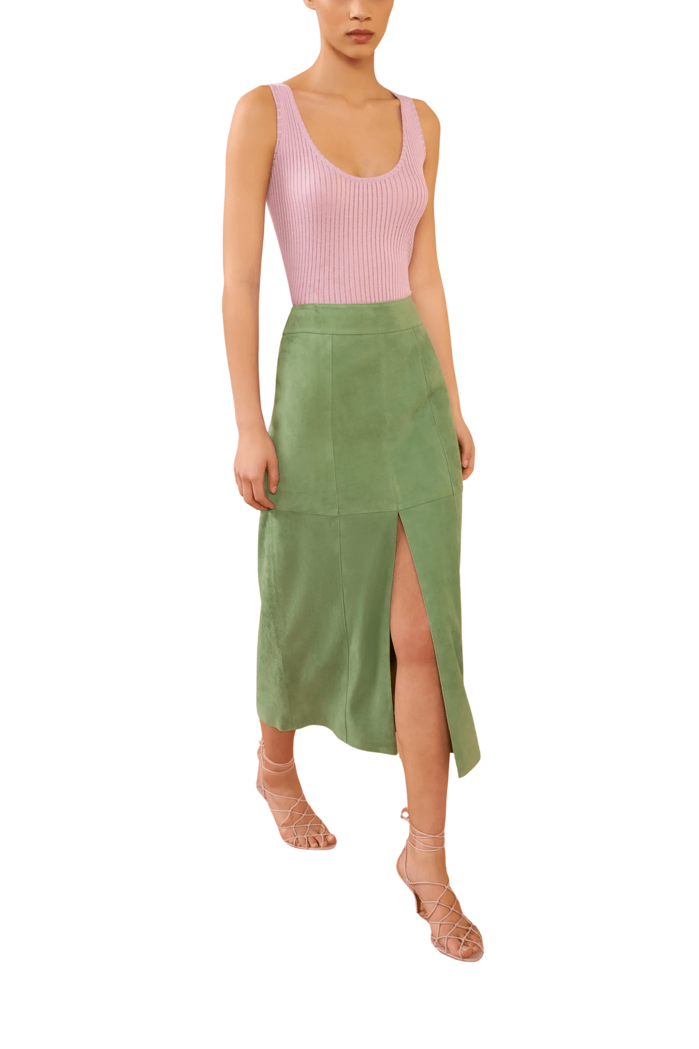 Ulla Johnson Orion Suede Pencil Skirt - Vermillion