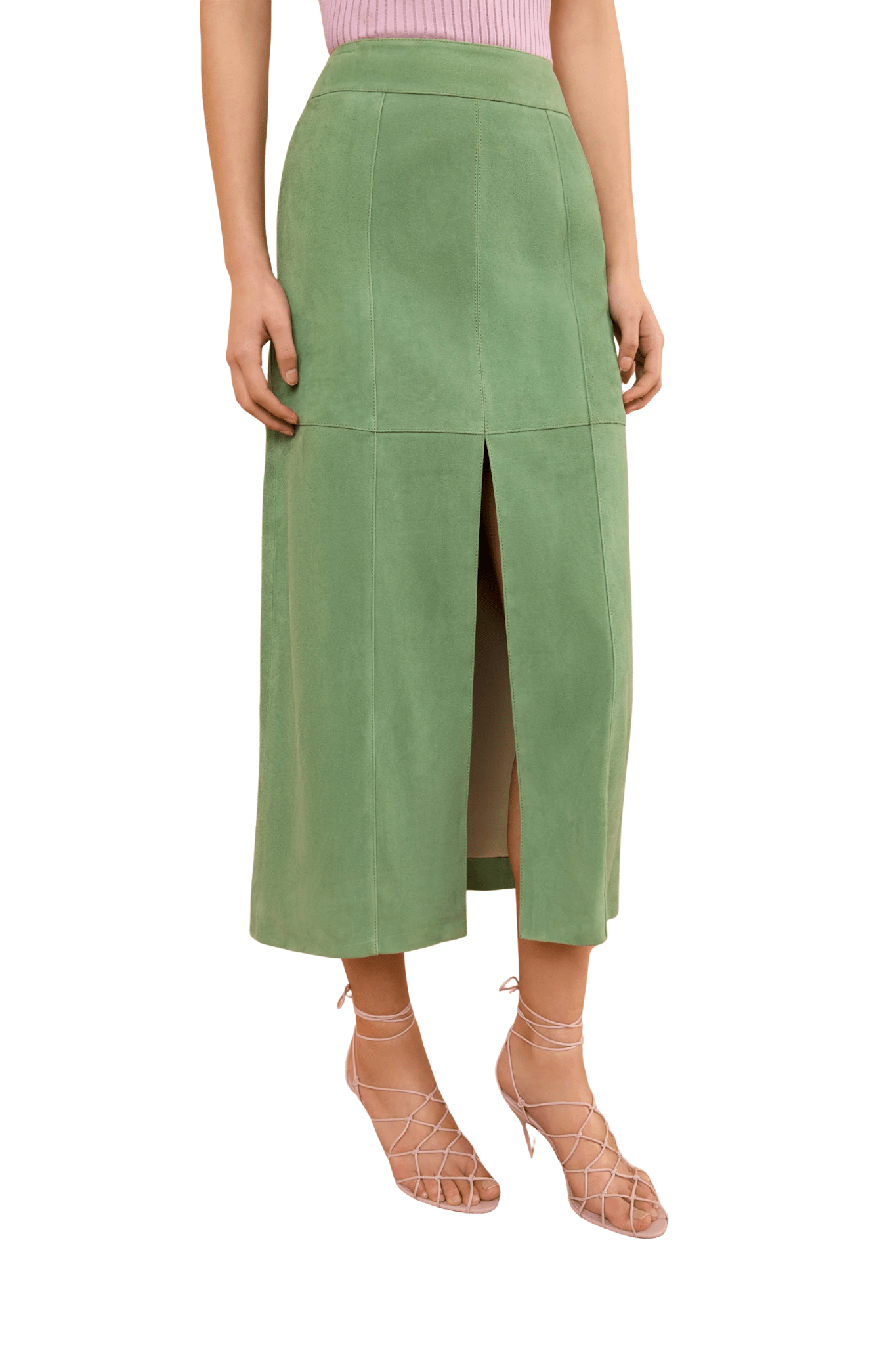 Ulla Johnson Orion Suede Pencil Skirt - Vermillion