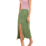 Ulla Johnson Orion Suede Pencil Skirt - Vermillion