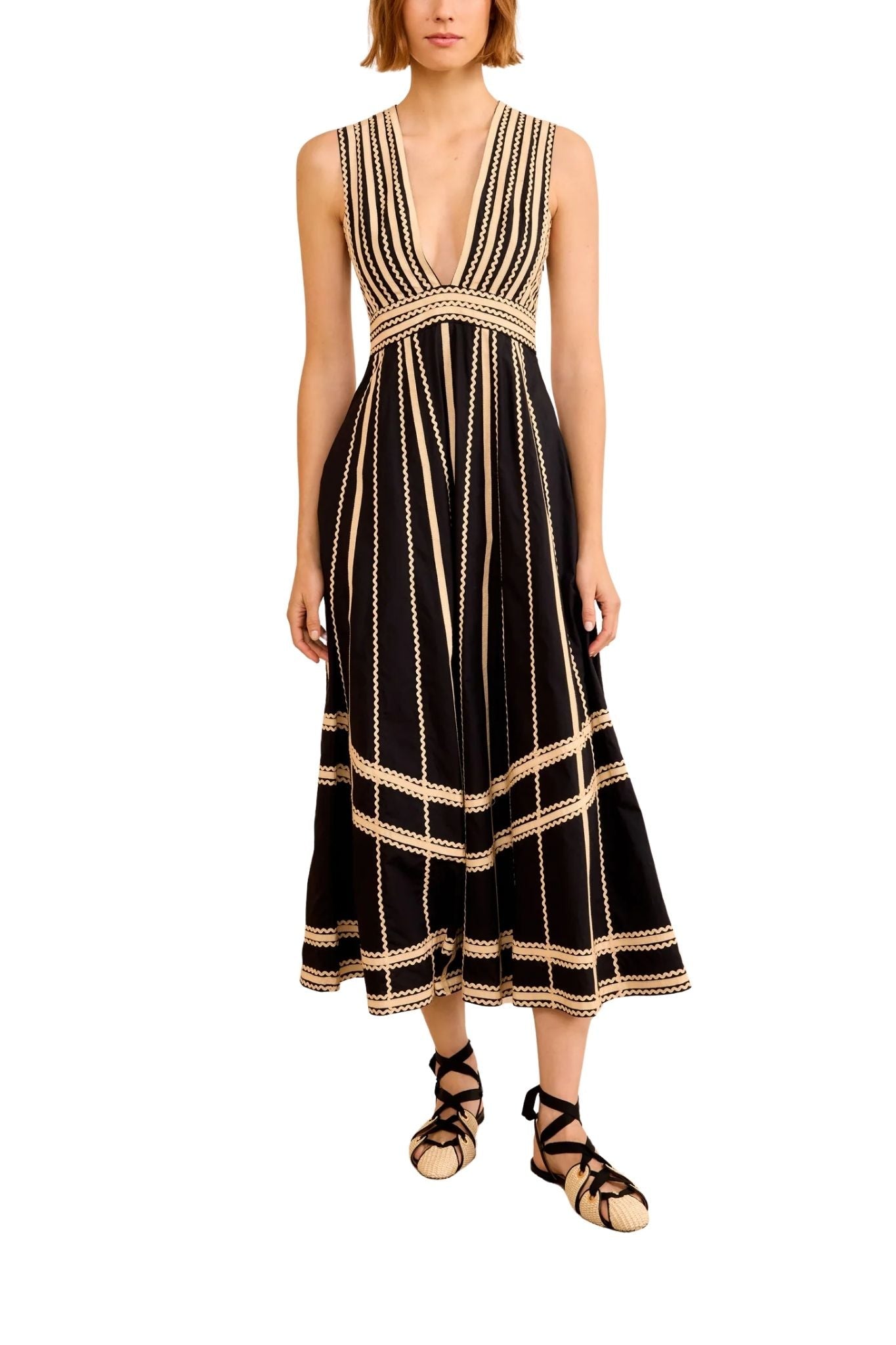 Ulla Johnson Palermo Deep V Midi Dress - Vermillion