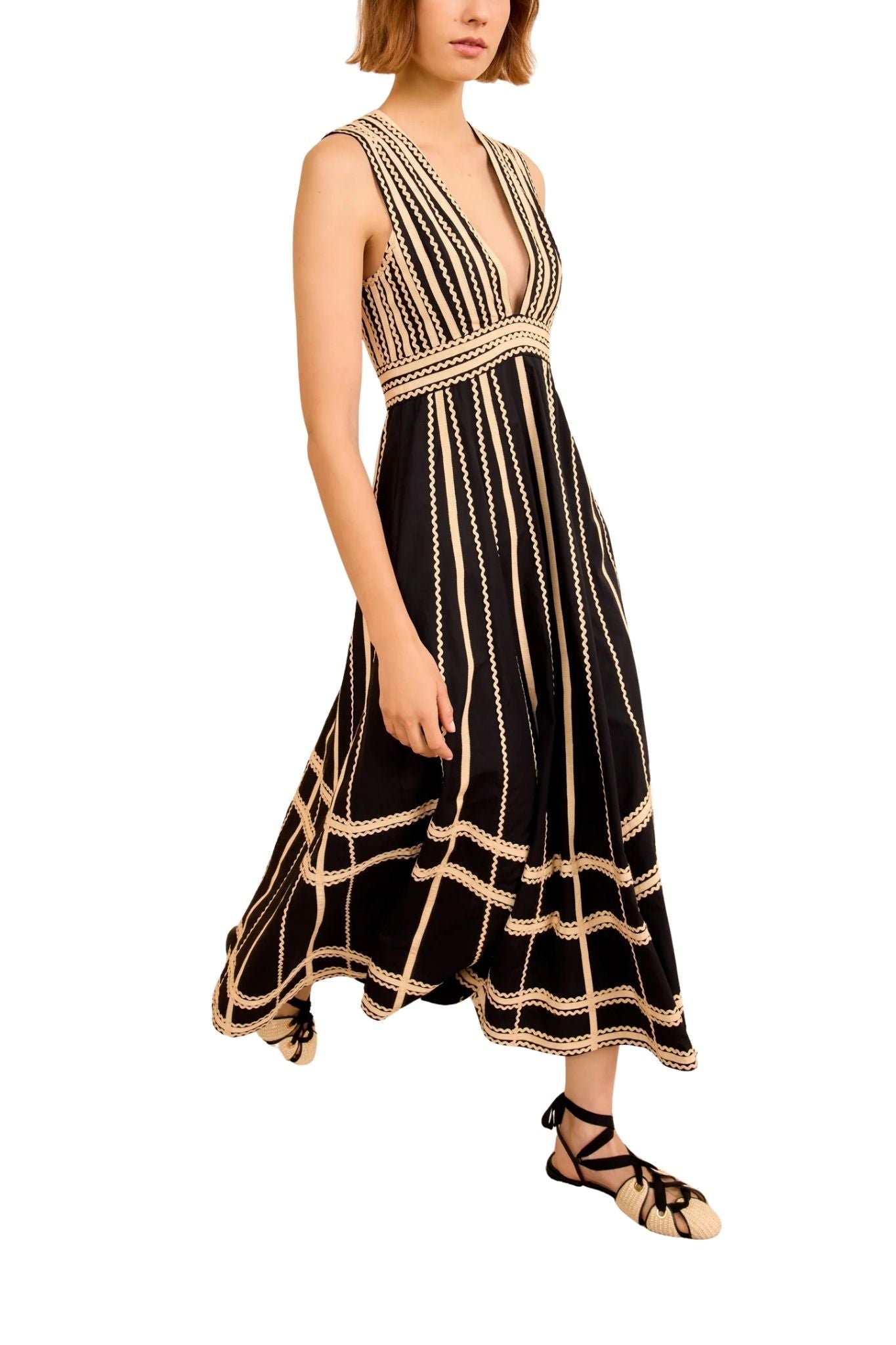 Ulla Johnson Palermo Deep V Midi Dress - Vermillion