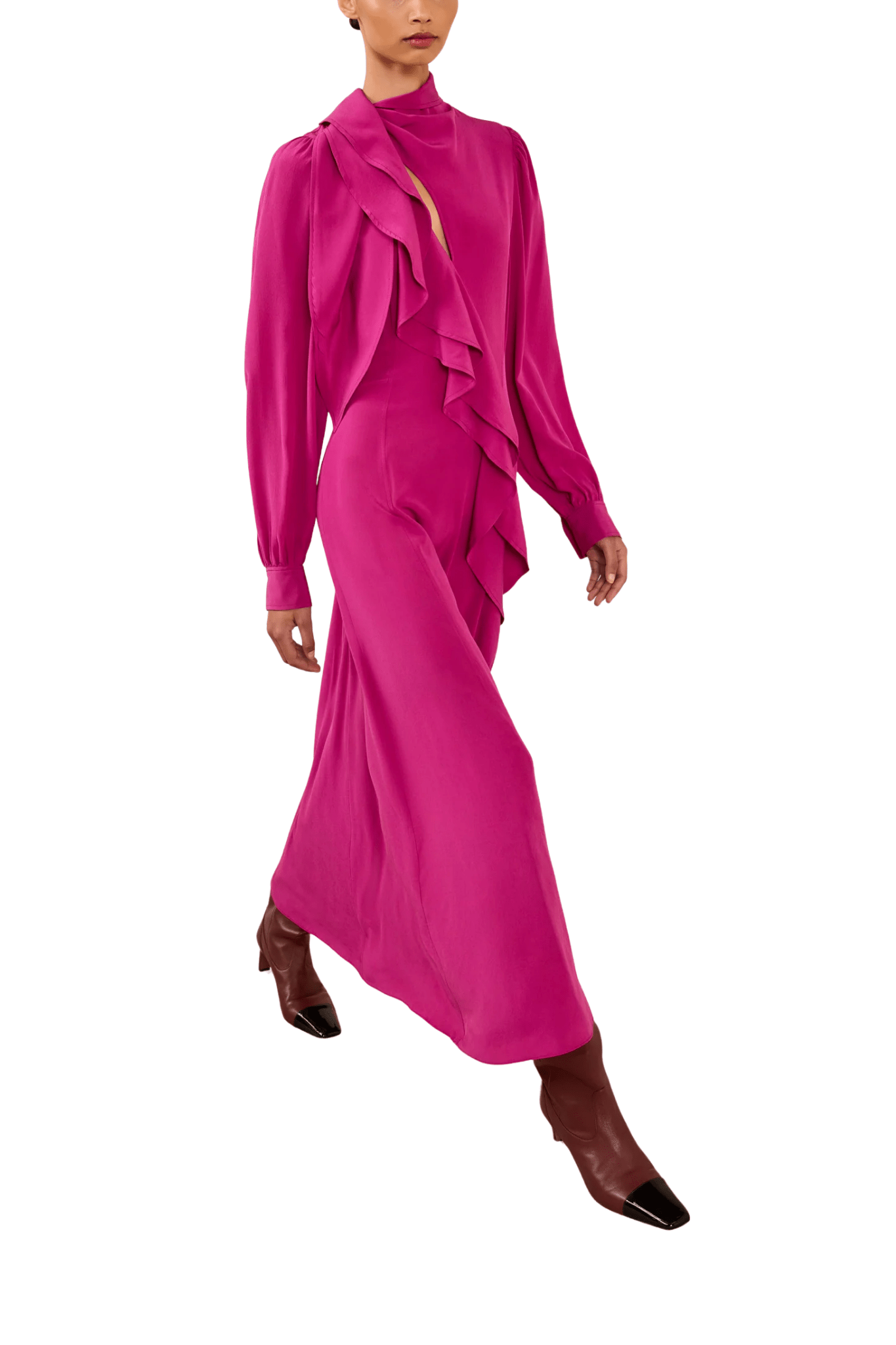 Ulla Johnson Sabrina Long Sleeve Silk Dress - Vermillion