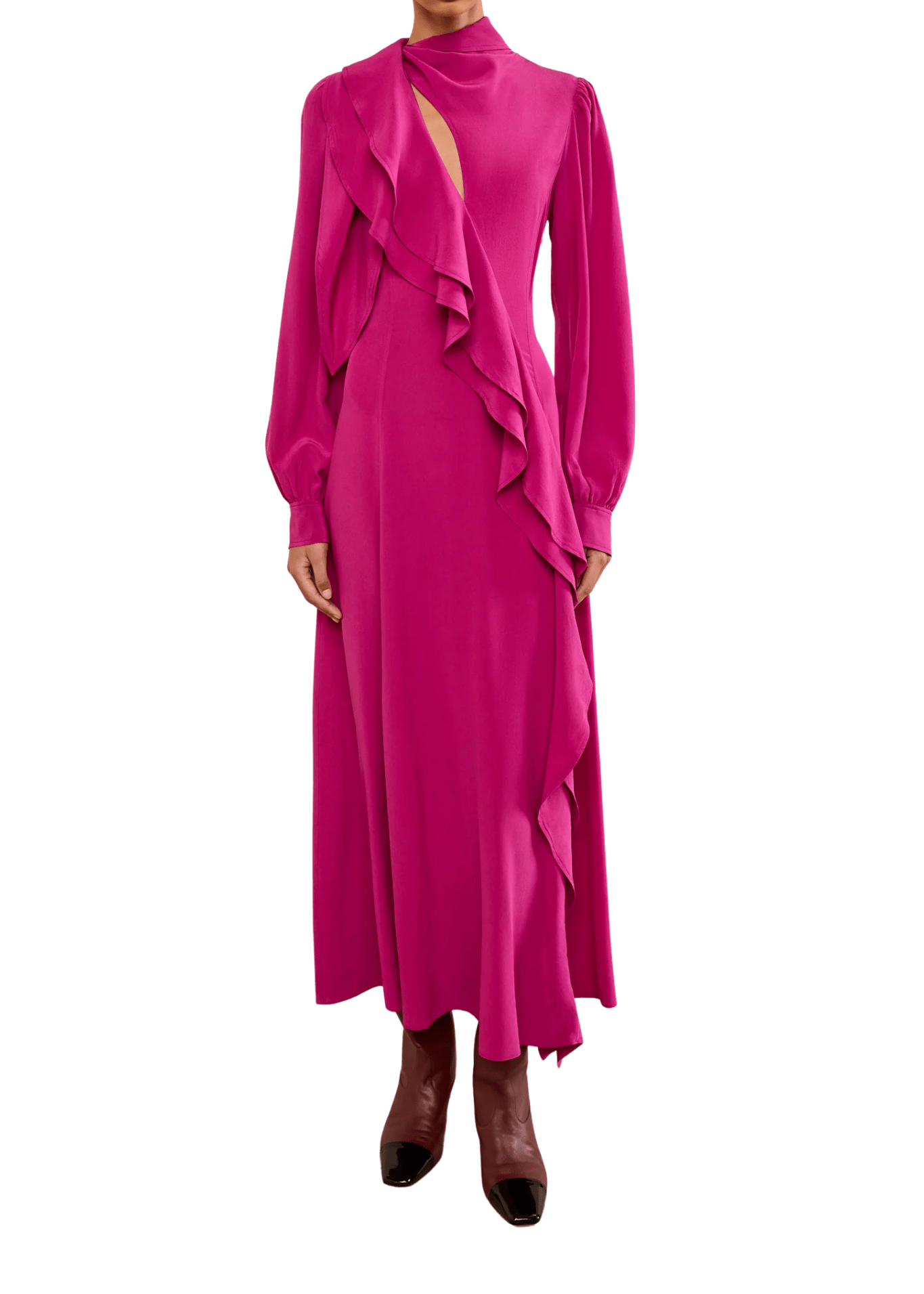 Ulla Johnson Sabrina Long Sleeve Silk Dress - Vermillion