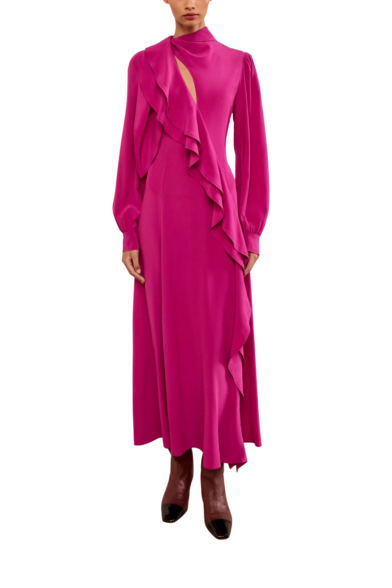 Ulla Johnson Sabrina Long Sleeve Silk Dress - Vermillion