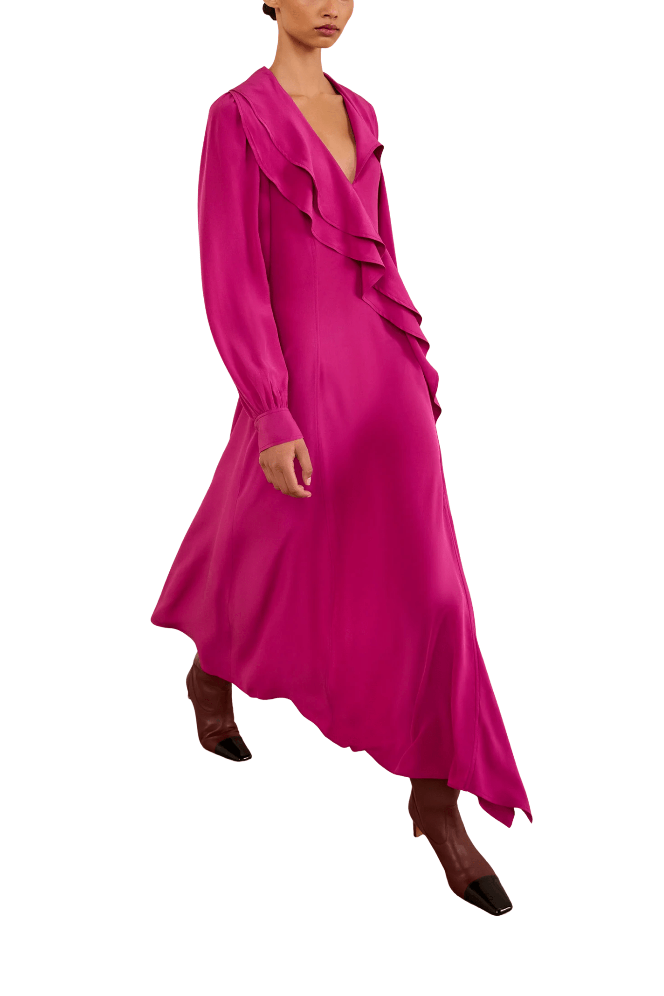 Ulla Johnson Sabrina Long Sleeve Silk Dress - Vermillion