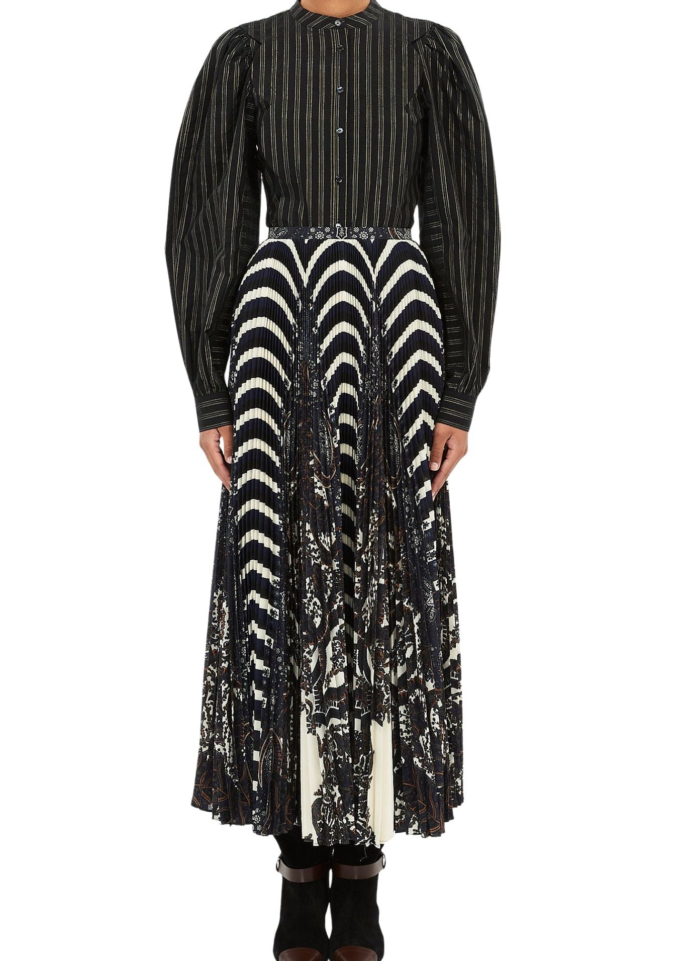 Ulla Johnson Shayna High Waist Pleated Midi Skirt - Vermillion