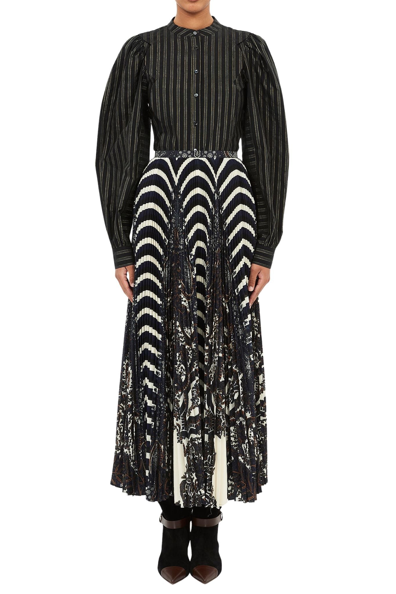 Ulla Johnson Shayna High Waist Pleated Midi Skirt - Vermillion