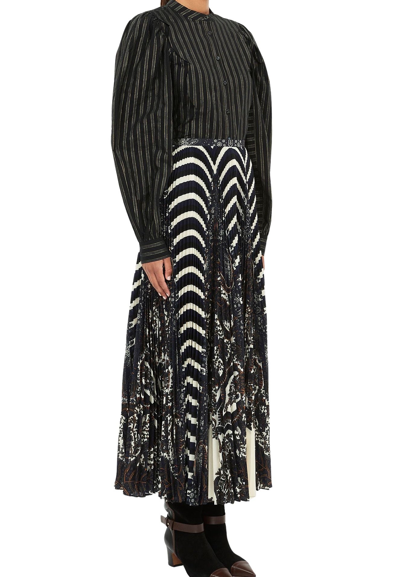 Ulla Johnson Shayna High Waist Pleated Midi Skirt - Vermillion