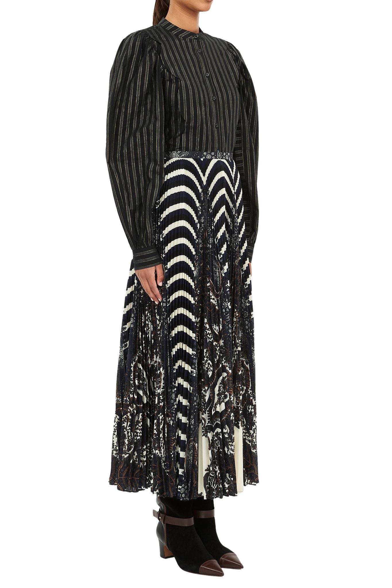 Ulla Johnson Shayna High Waist Pleated Midi Skirt - Vermillion