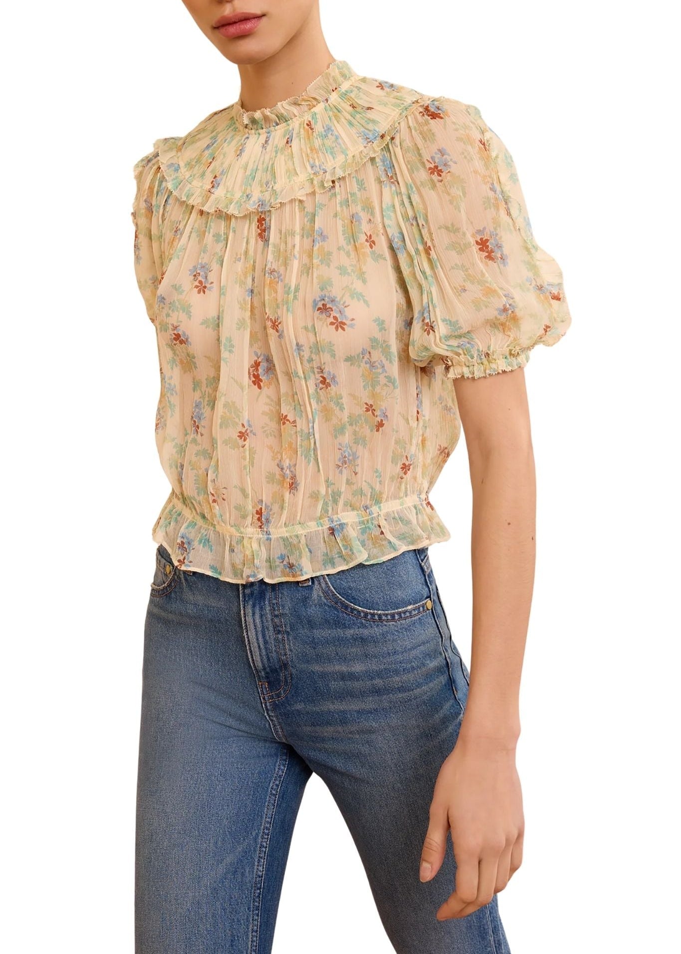 Ulla Johnson Solenne SS Silk Top - Vermillion