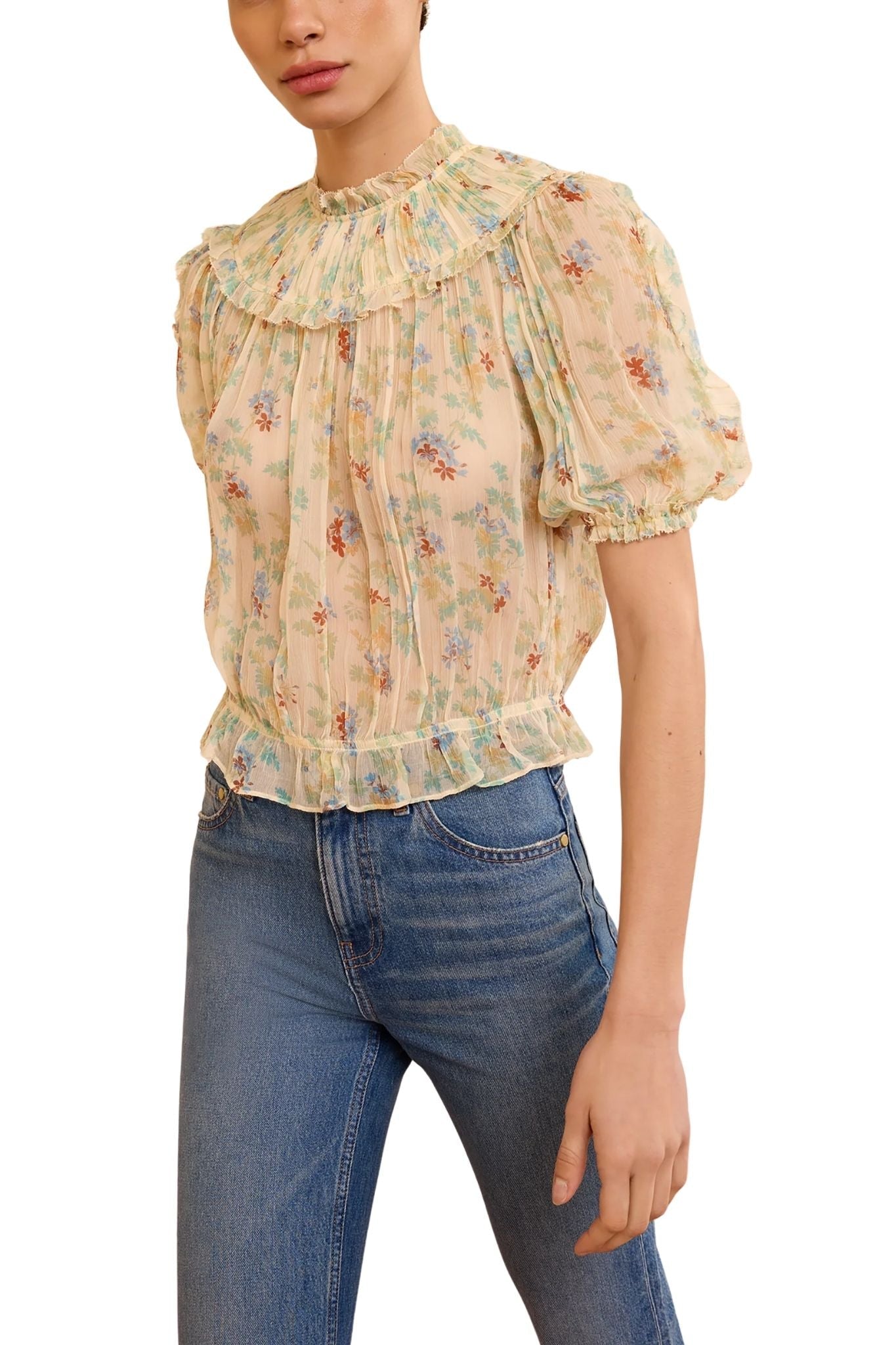 Ulla Johnson Solenne SS Silk Top - Vermillion