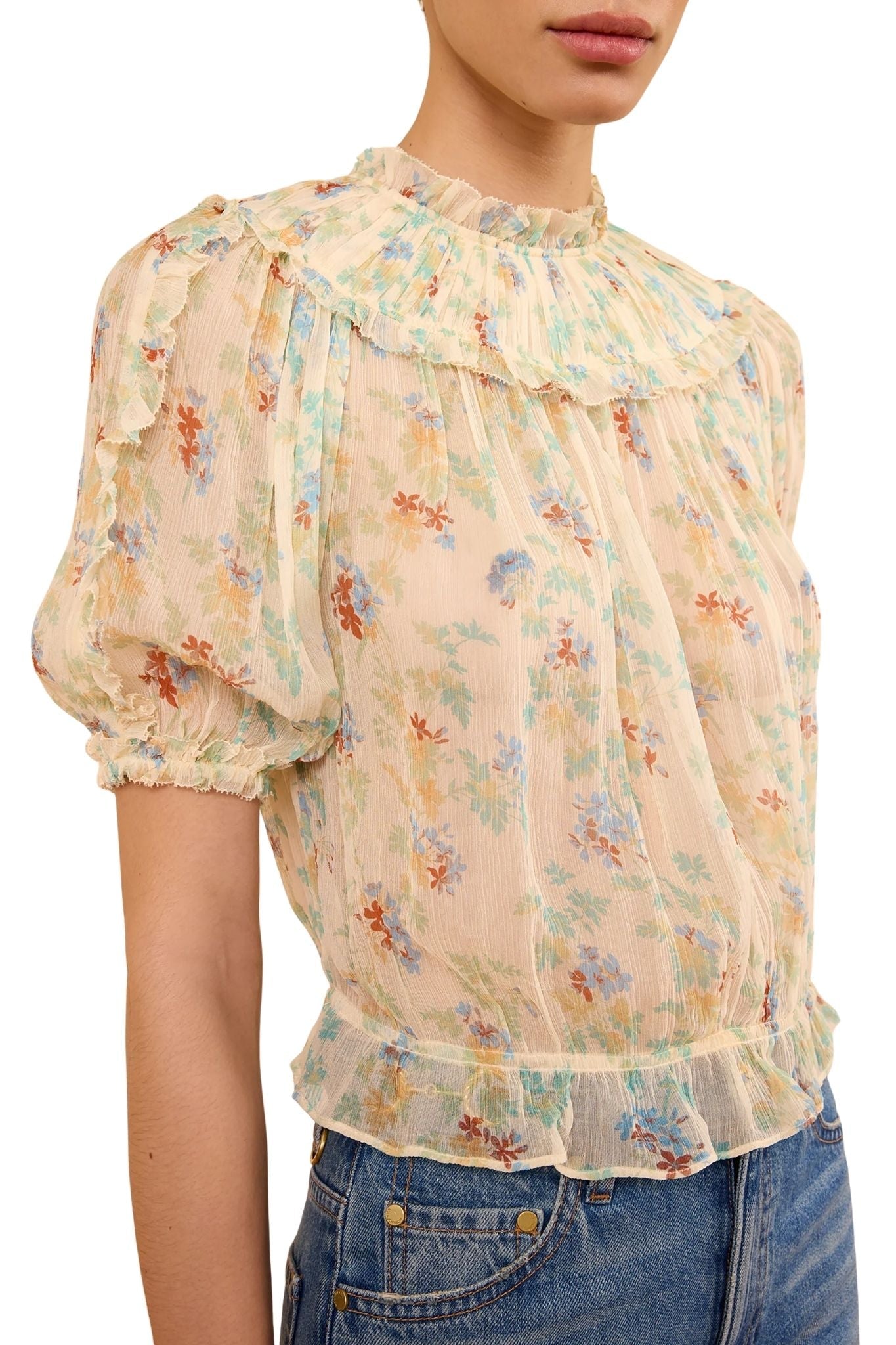 Ulla Johnson Solenne SS Silk Top - Vermillion