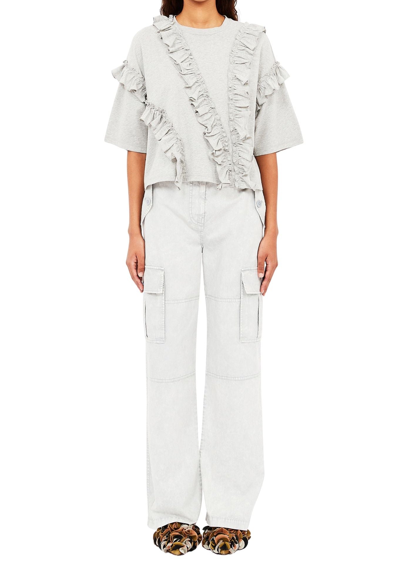 Ulla Johnson Sydney Short Sleeve Ruffle Tee - Vermillion