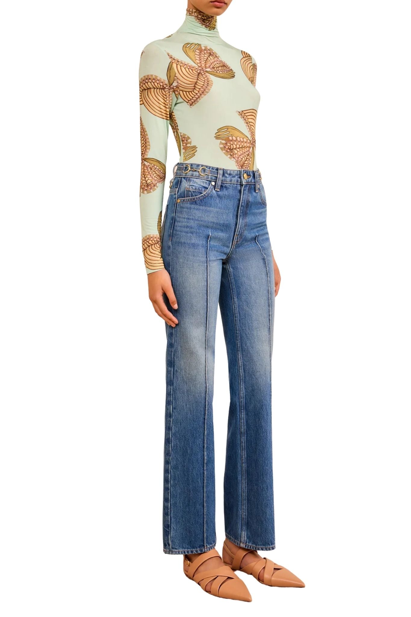 Ulla Johnson The Agatha Straight Leg Pintuck Jean - Vermillion