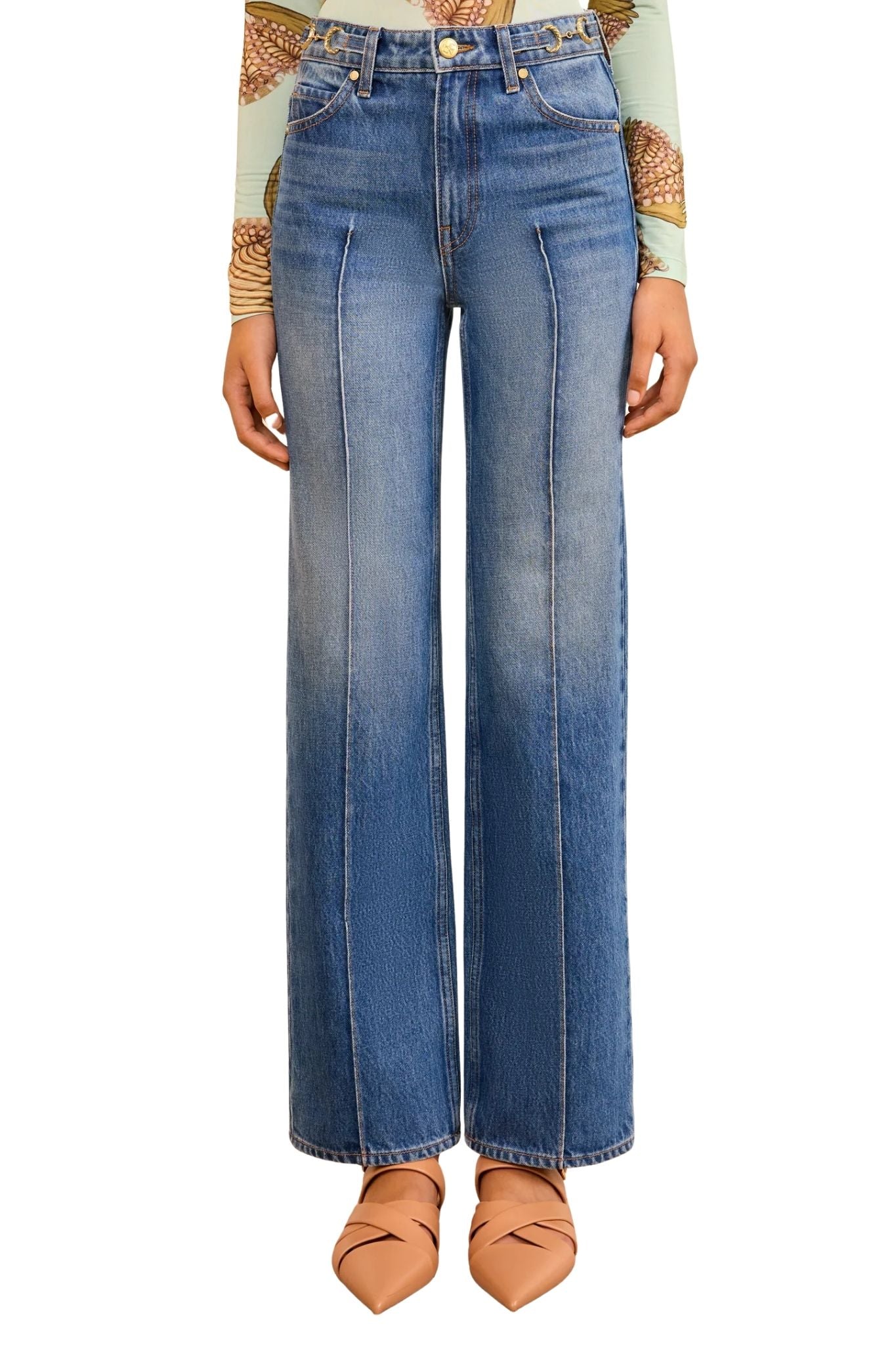 Ulla Johnson The Agatha Straight Leg Pintuck Jean - Vermillion