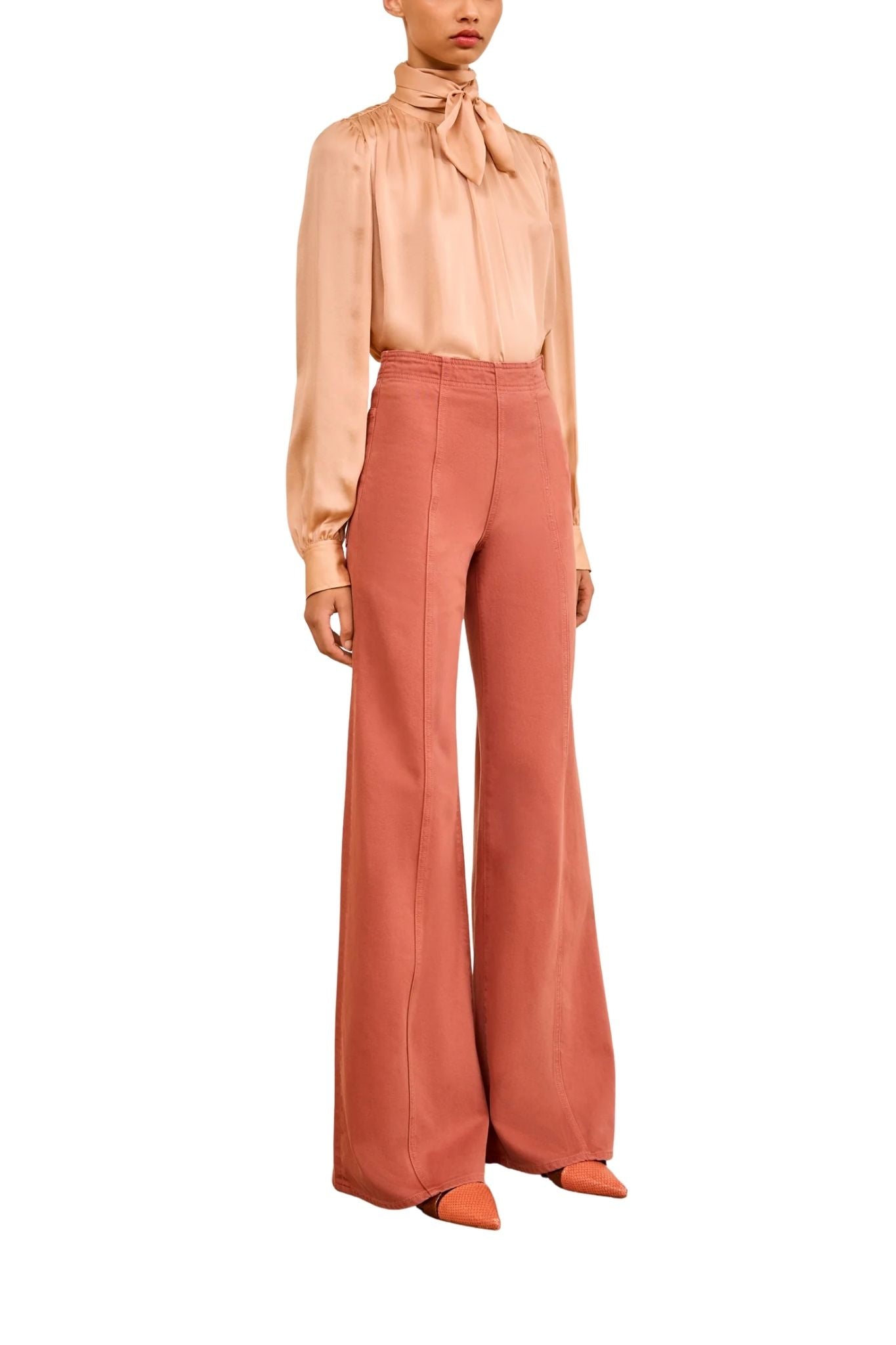 Ulla Johnson The Bianca Wide Leg Seamed Jean - Vermillion