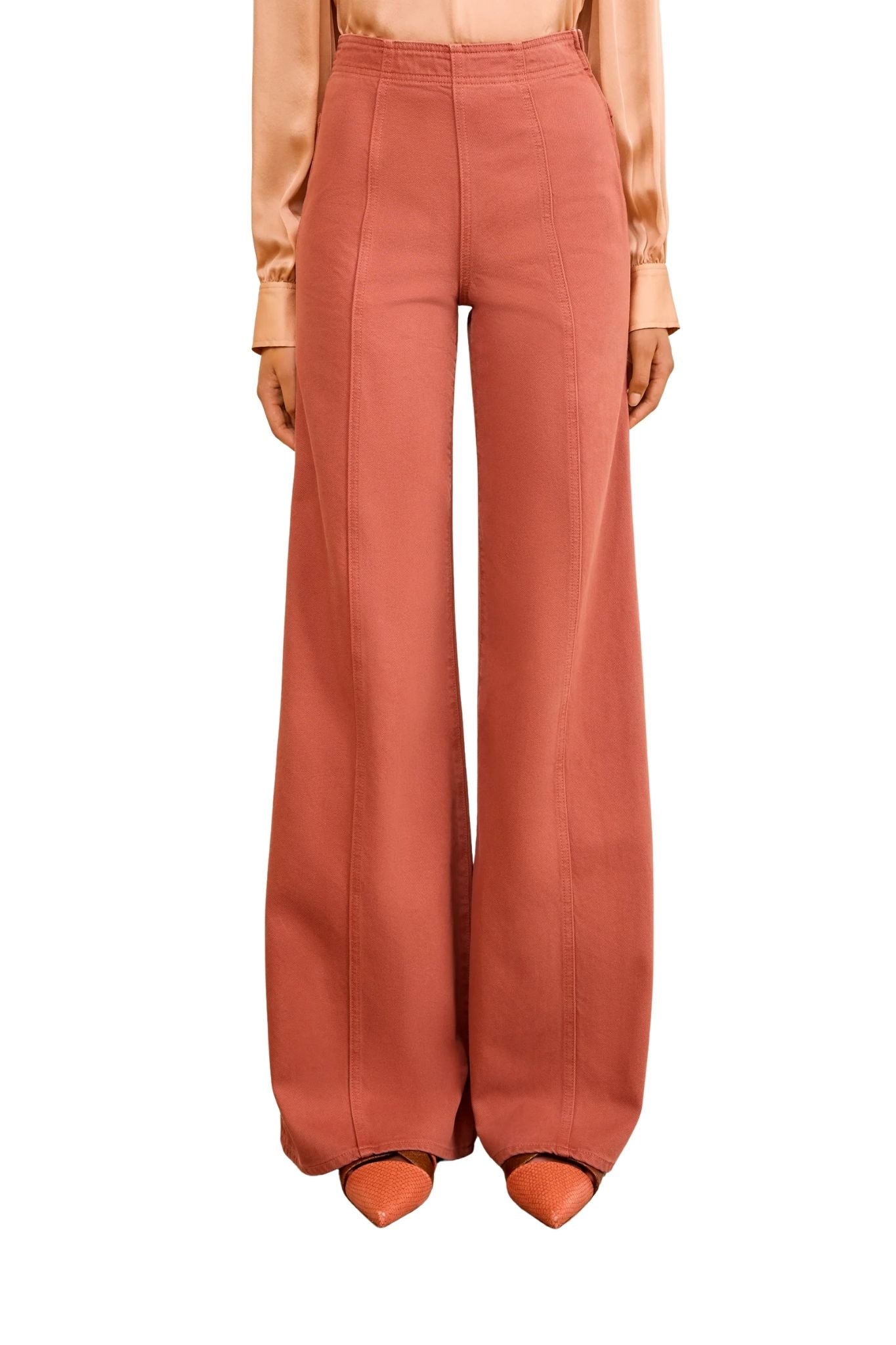Ulla Johnson The Bianca Wide Leg Seamed Jean - Vermillion