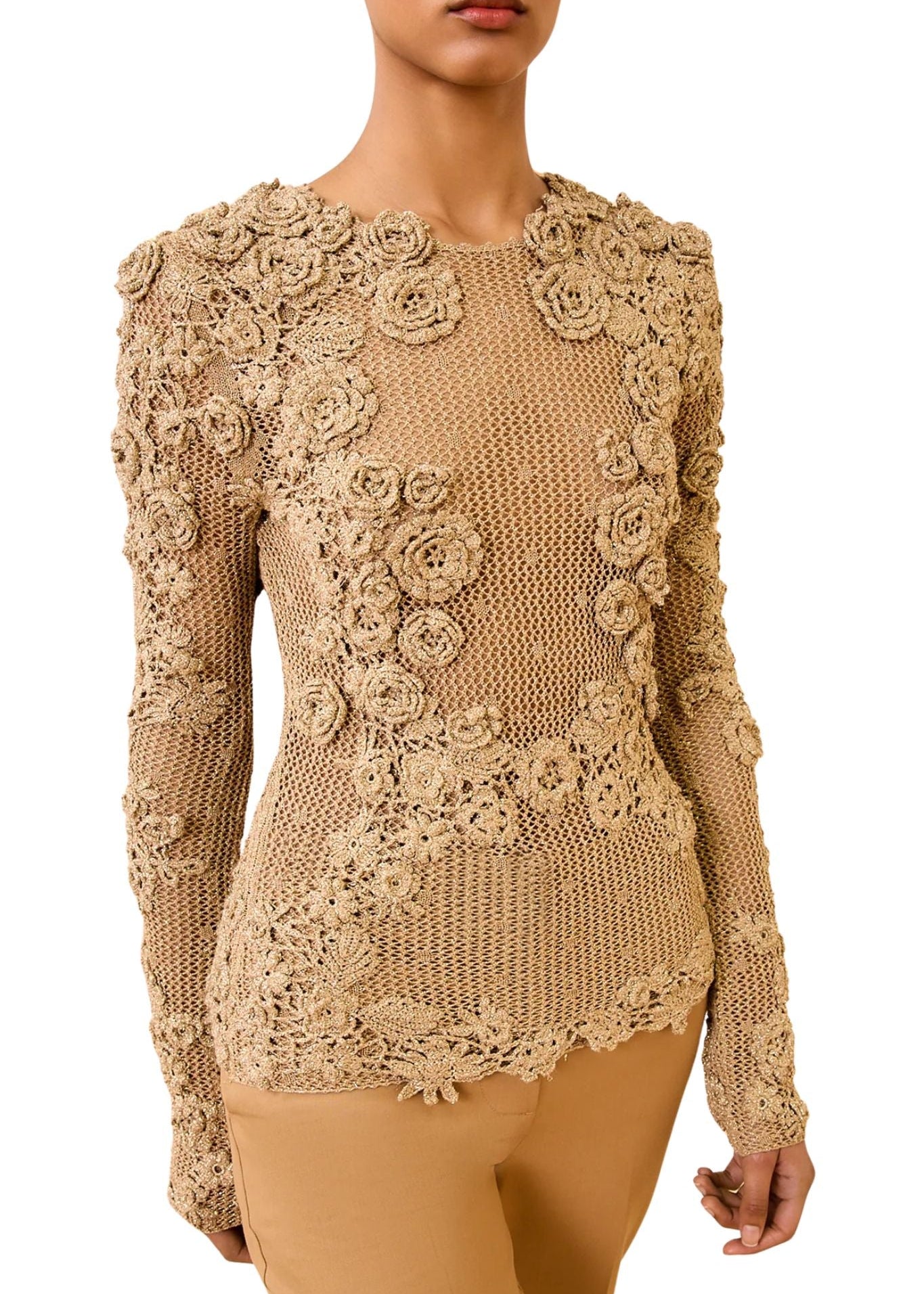 Ulla Johnson Viola Crochet Knit Pullover - Vermillion