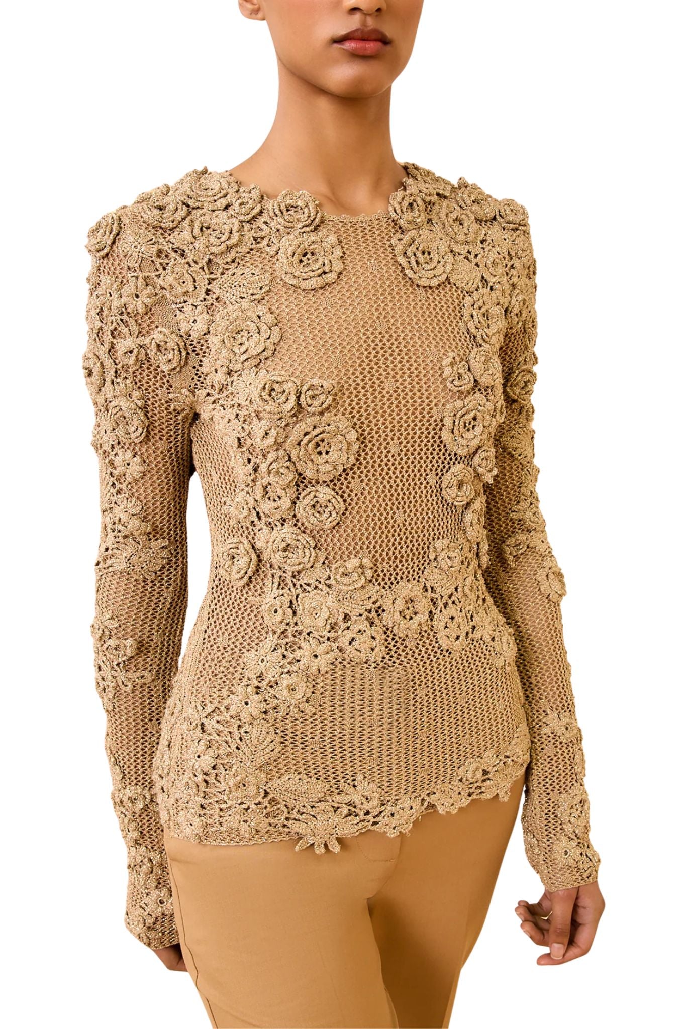 Ulla Johnson Viola Crochet Knit Pullover - Vermillion