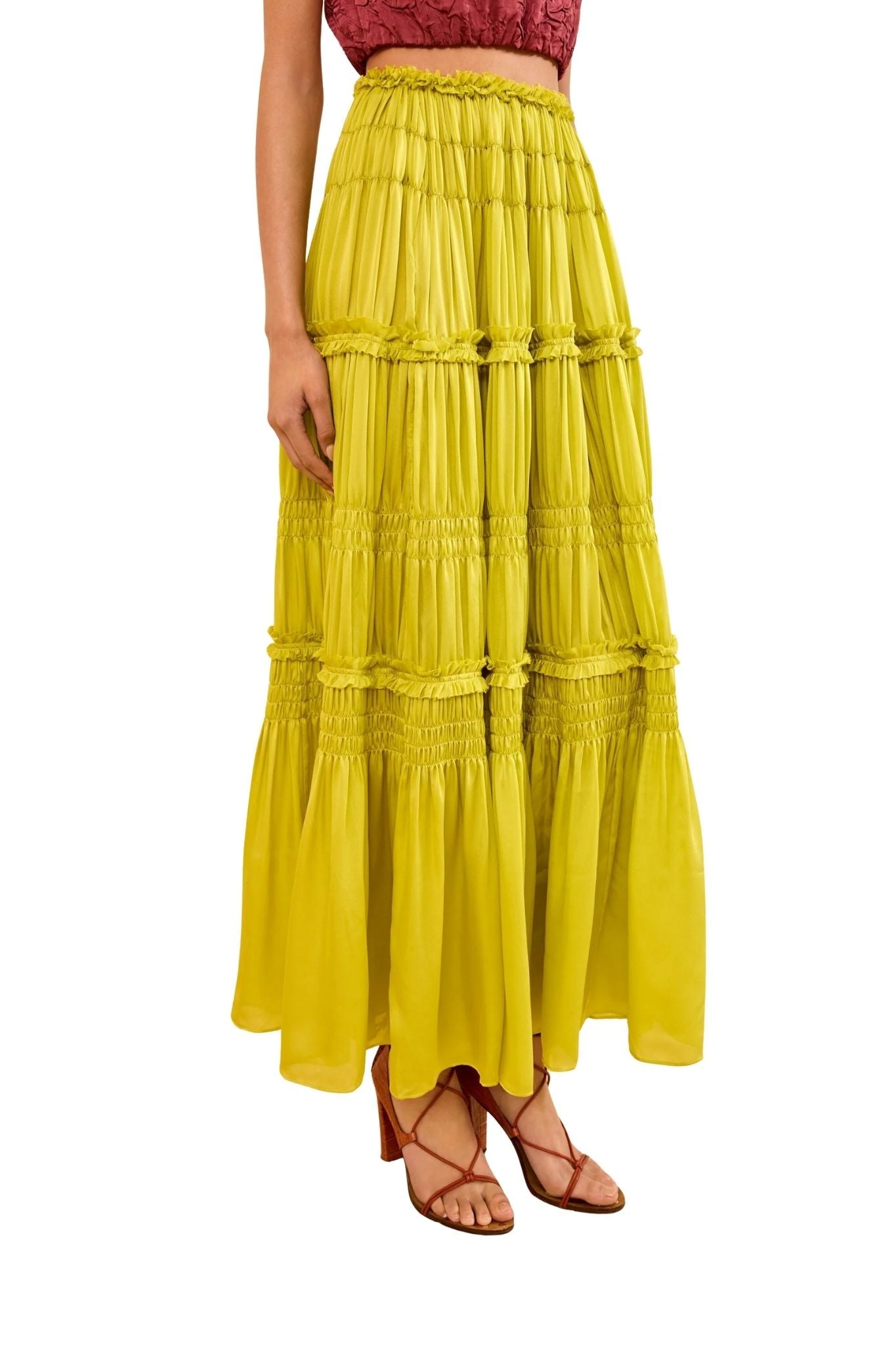 Ulla Johnson Virginie Silk Skirt - Vermillion