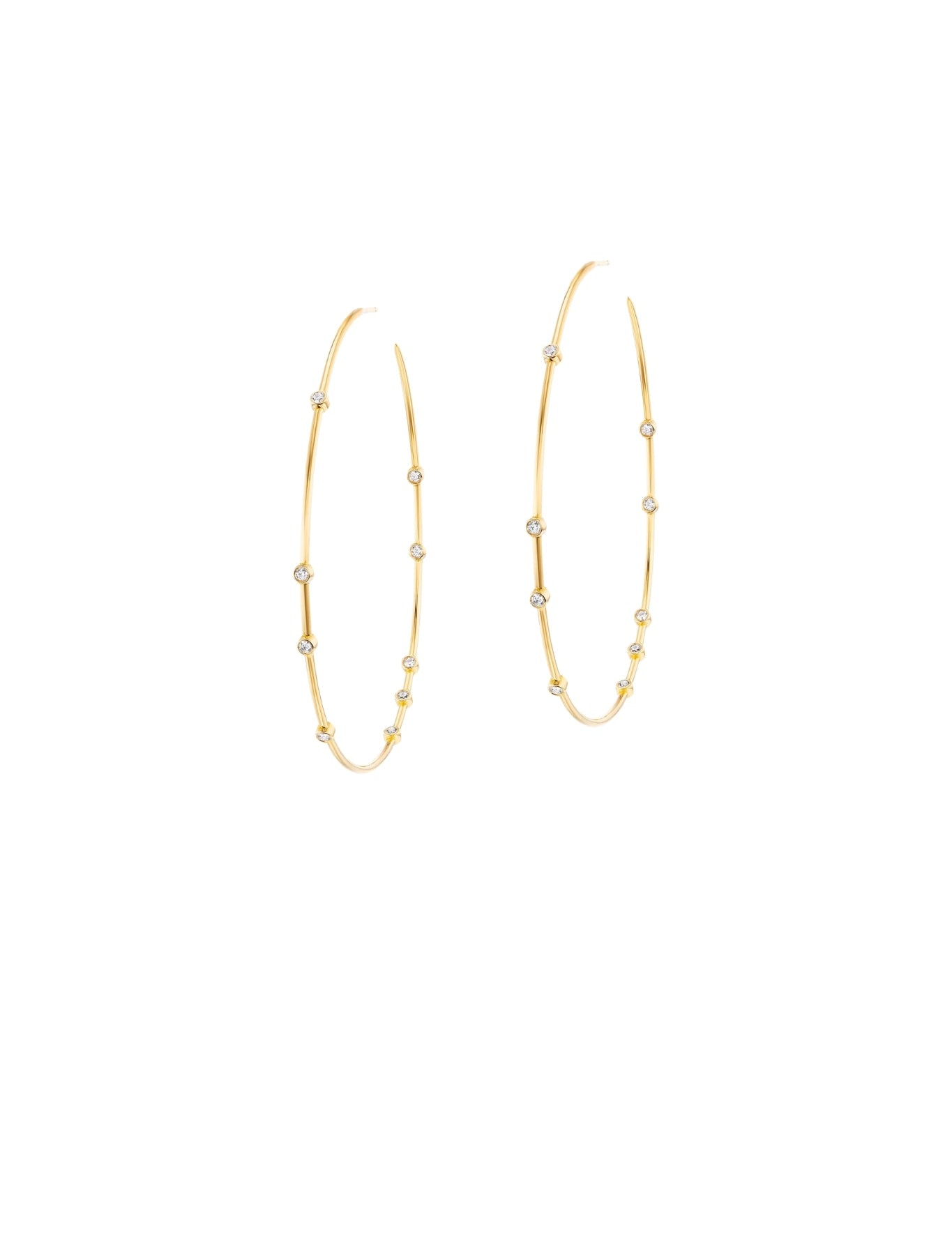 Uniform Object 2" Diamond Float Hoops Yellow Gold - Vermillion