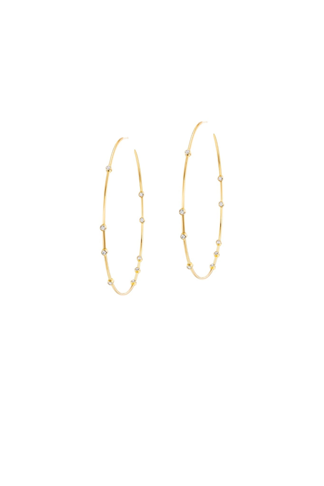 Uniform Object 2" Diamond Float Hoops Yellow Gold - Vermillion