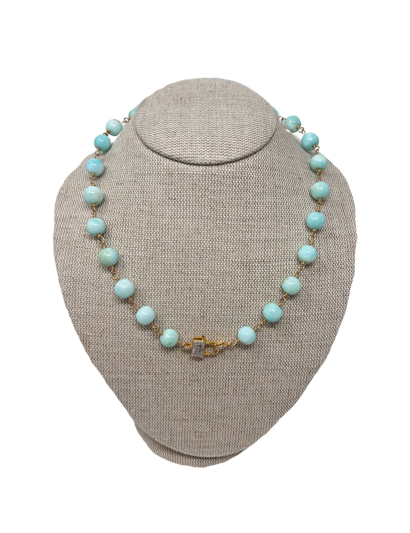 V112 The Woods Blue Stone and Brass Necklace (trunk show) - Vermillion