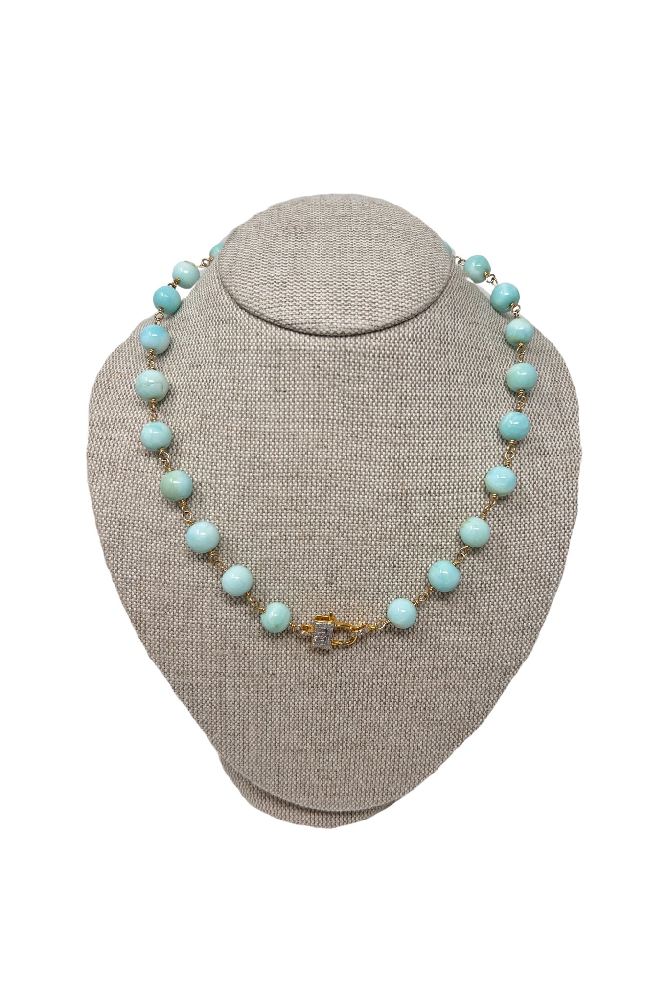 V112 The Woods Blue Stone and Brass Necklace (trunk show) - Vermillion