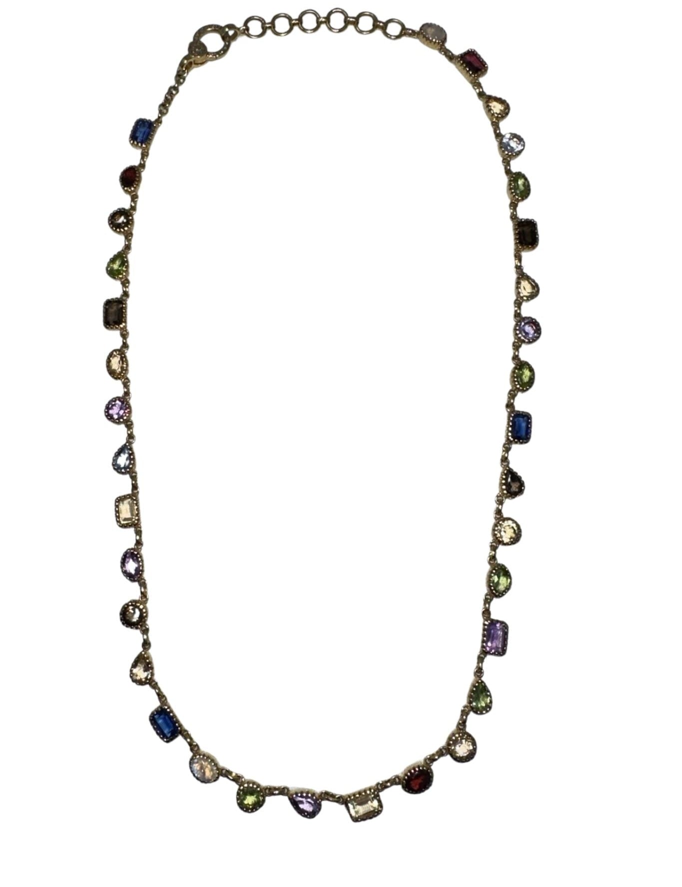 V11298 The Woods TS Brass Floating Gemstone Necklace - Vermillion