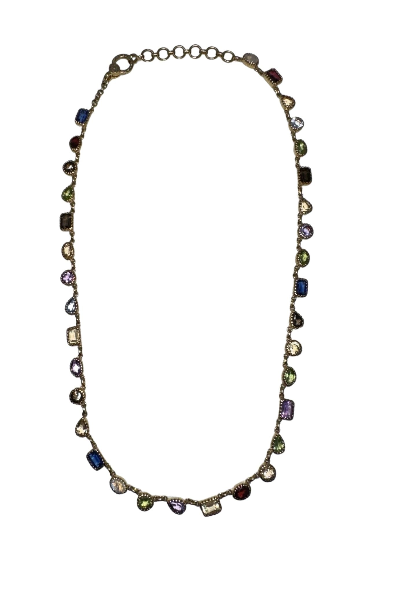 V11298 The Woods TS Brass Floating Gemstone Necklace - Vermillion