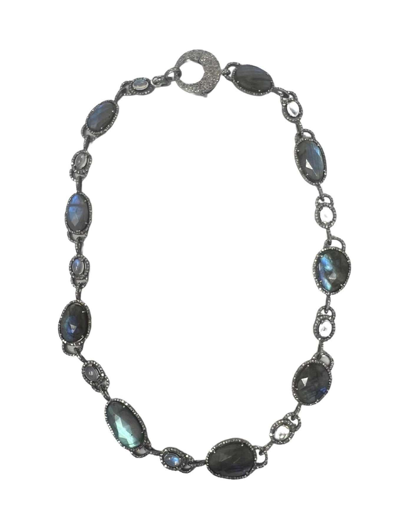 V11301 The Woods TS Labradorite and Diamond Pave Necklace - Vermillion