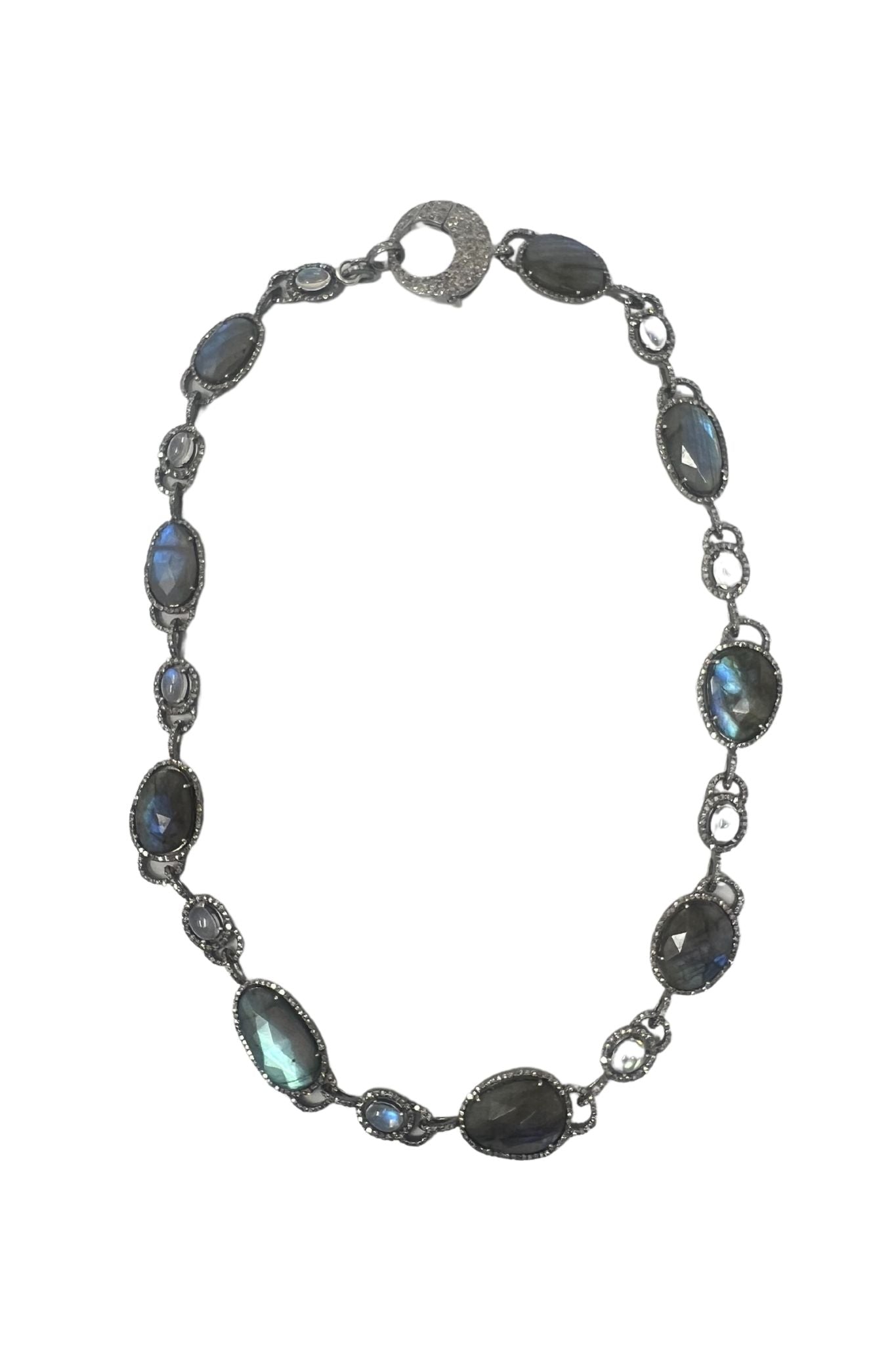 V11301 The Woods TS Labradorite and Diamond Pave Necklace - Vermillion