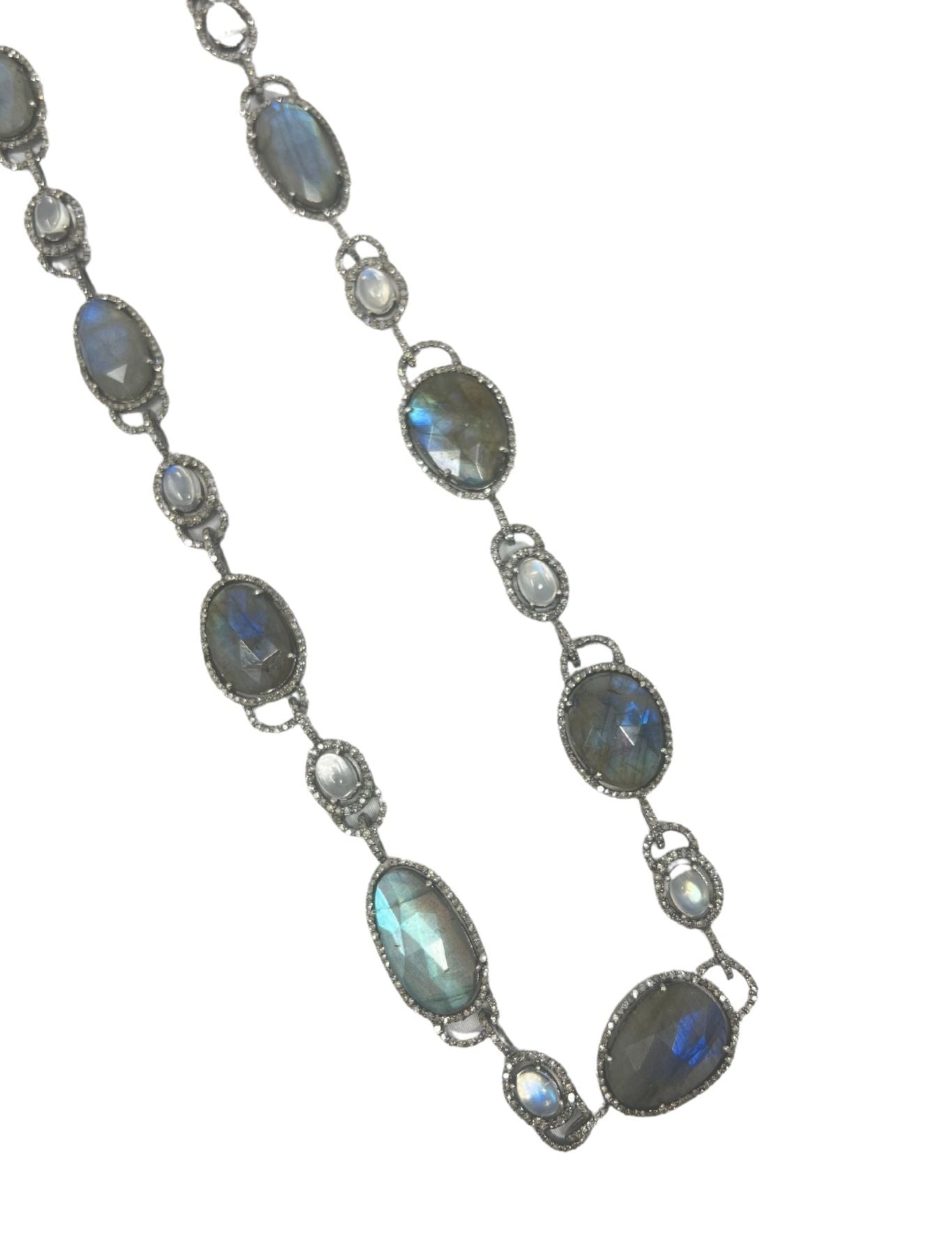 V11301 The Woods TS Labradorite and Diamond Pave Necklace - Vermillion