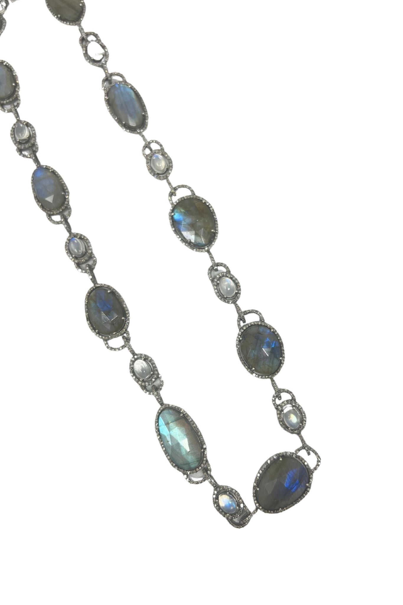 V11301 The Woods TS Labradorite and Diamond Pave Necklace - Vermillion