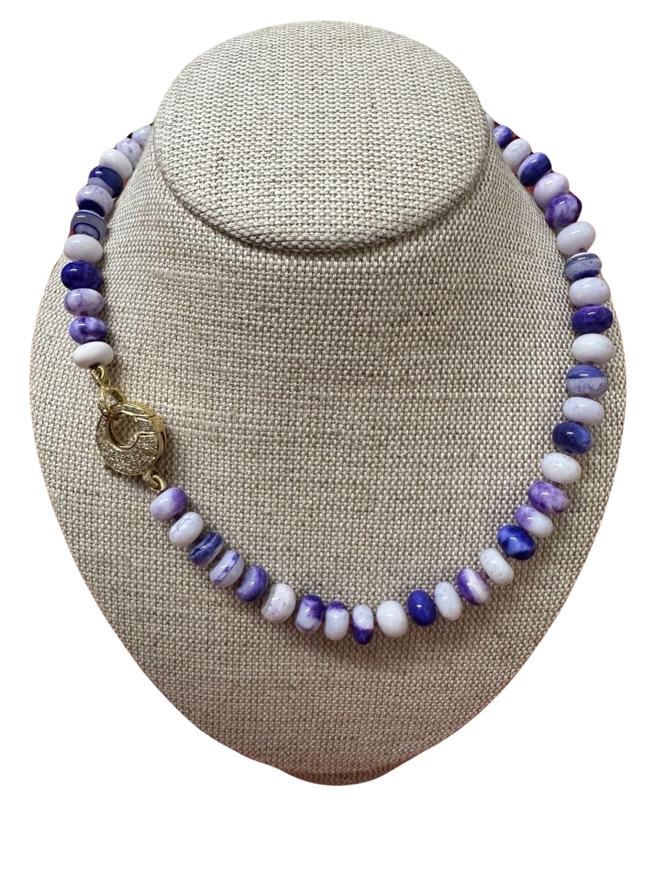 V11317 The Woods TS Purple Opal Candy Necklace with Brass Diamond Pave Clasp - Vermillion