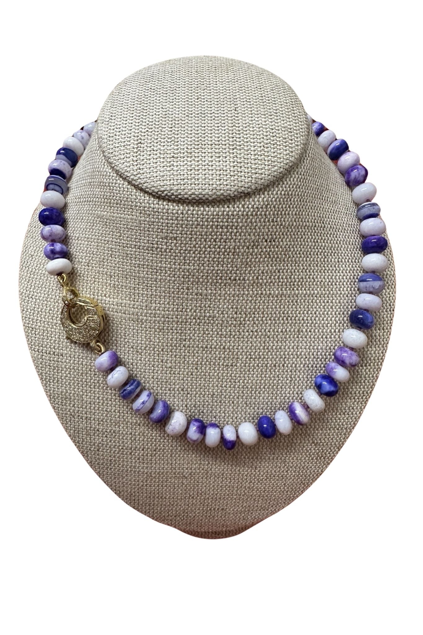 V11317 The Woods TS Purple Opal Candy Necklace with Brass Diamond Pave Clasp - Vermillion