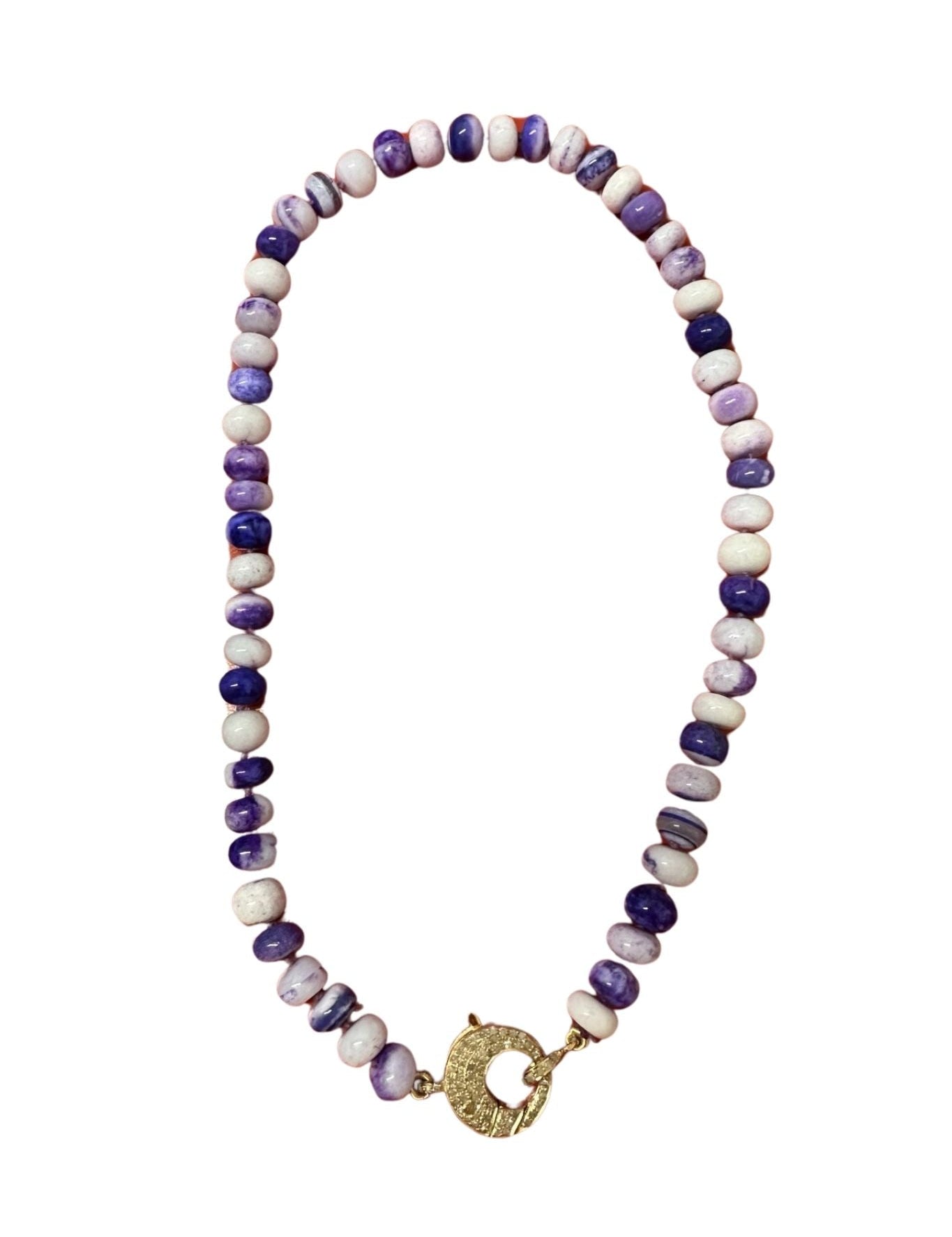 V11317 The Woods TS Purple Opal Candy Necklace with Brass Diamond Pave Clasp - Vermillion