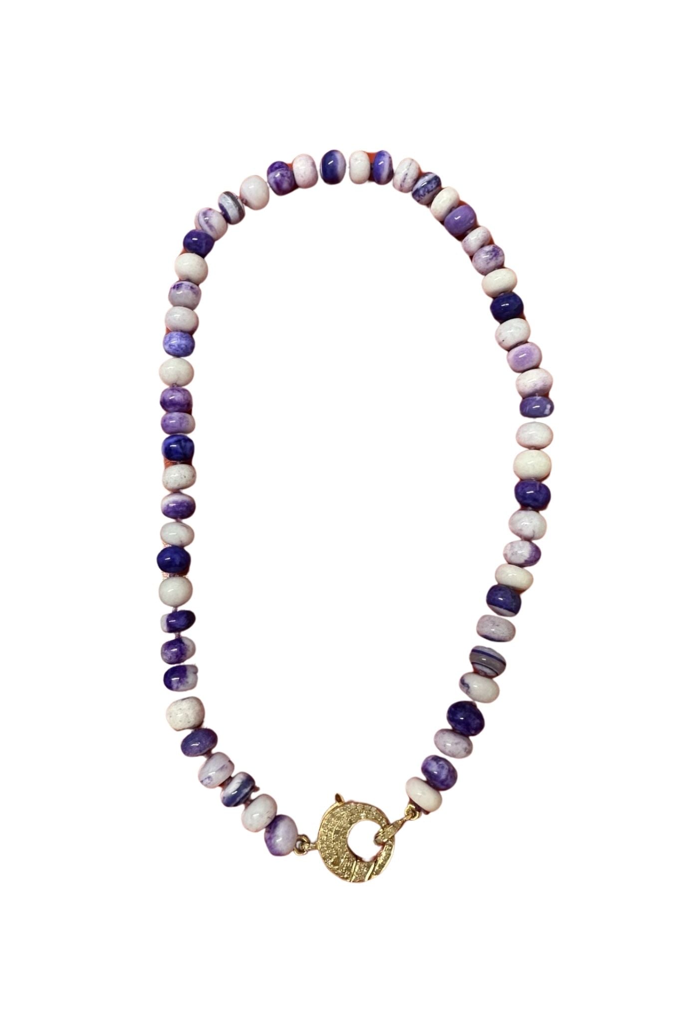 V11317 The Woods TS Purple Opal Candy Necklace with Brass Diamond Pave Clasp - Vermillion