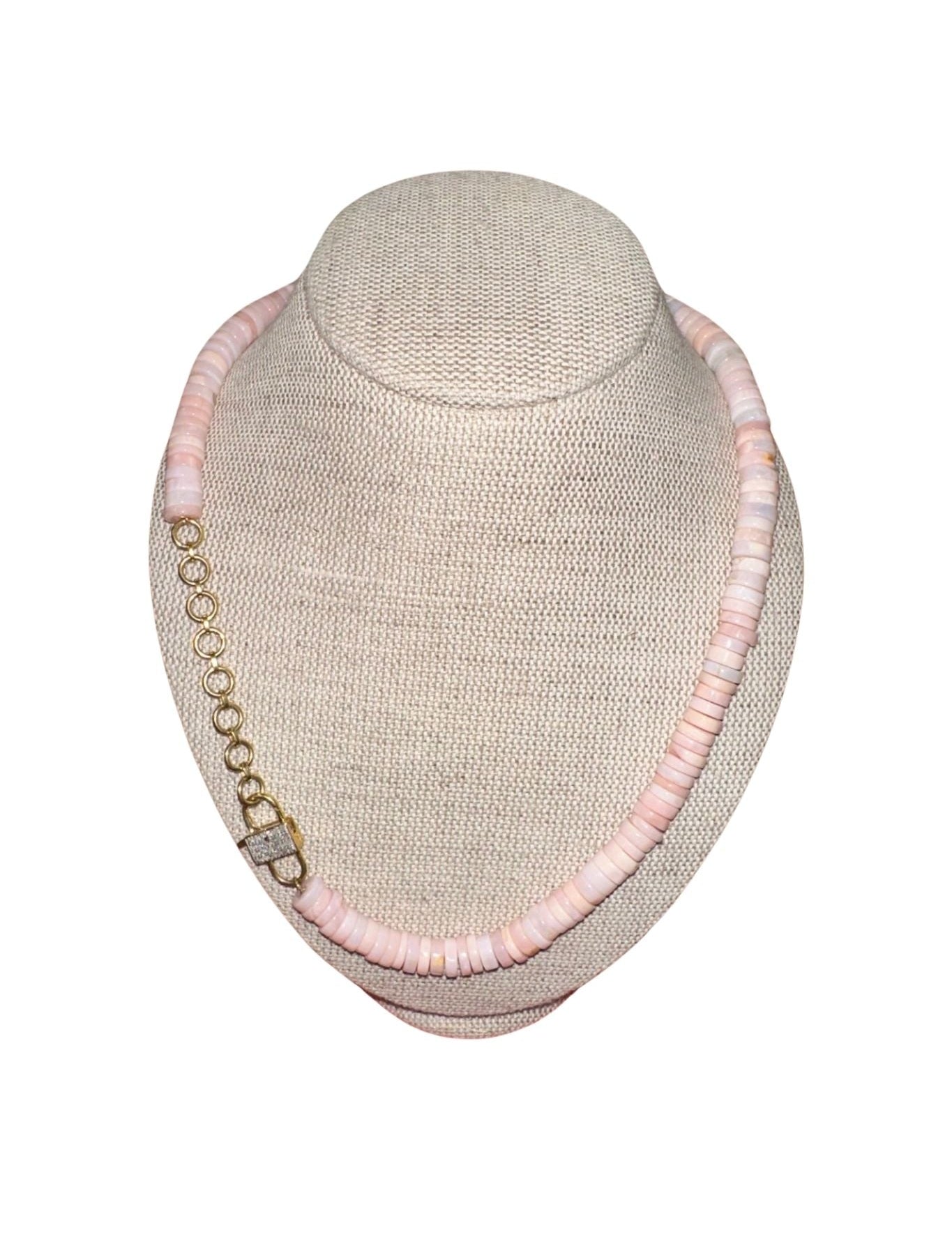 V11319 The Woods TS Pink Opal Candy Necklace with Brass Extender - Vermillion