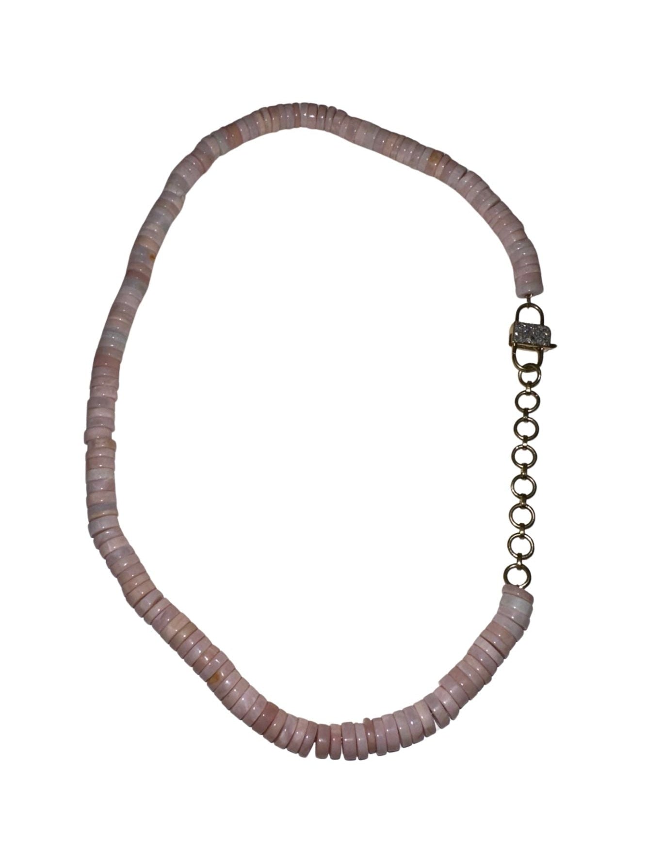 V11319 The Woods TS Pink Opal Candy Necklace with Brass Extender - Vermillion