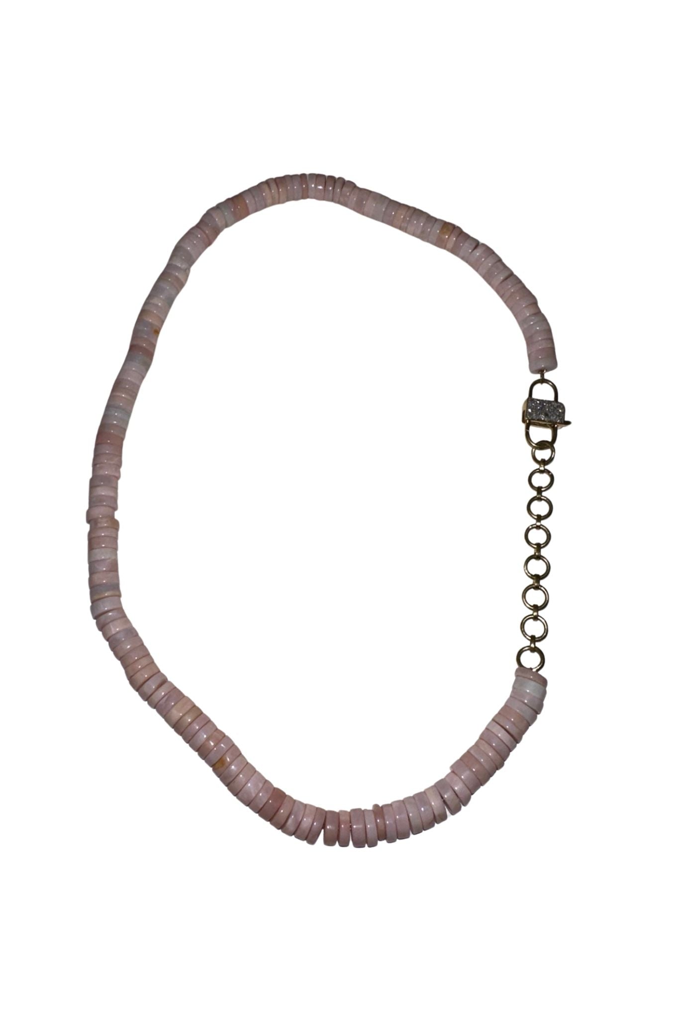 V11319 The Woods TS Pink Opal Candy Necklace with Brass Extender - Vermillion