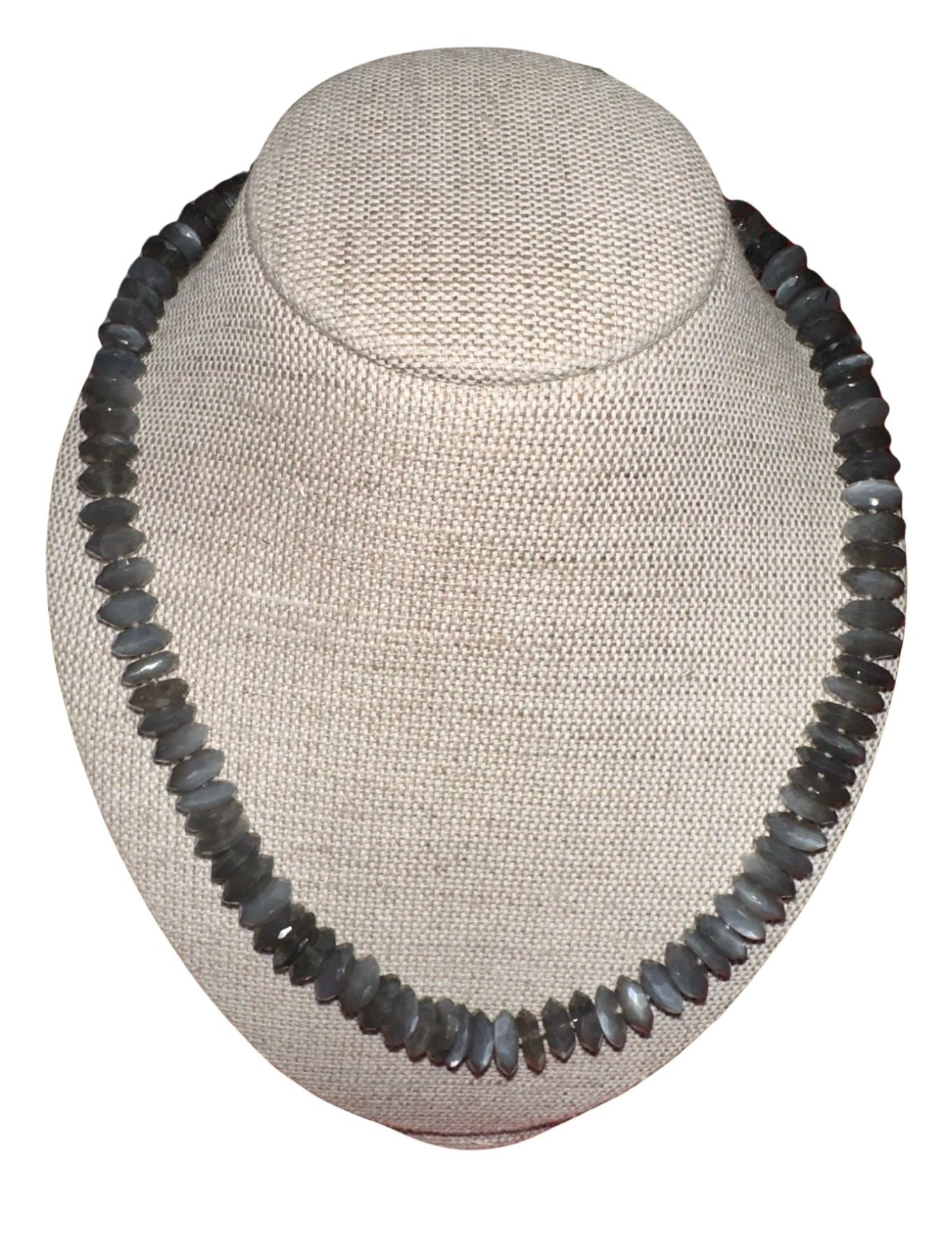 V11321 The Woods TS Grey Moonstone Candy Necklace with Brass Clasp - Vermillion